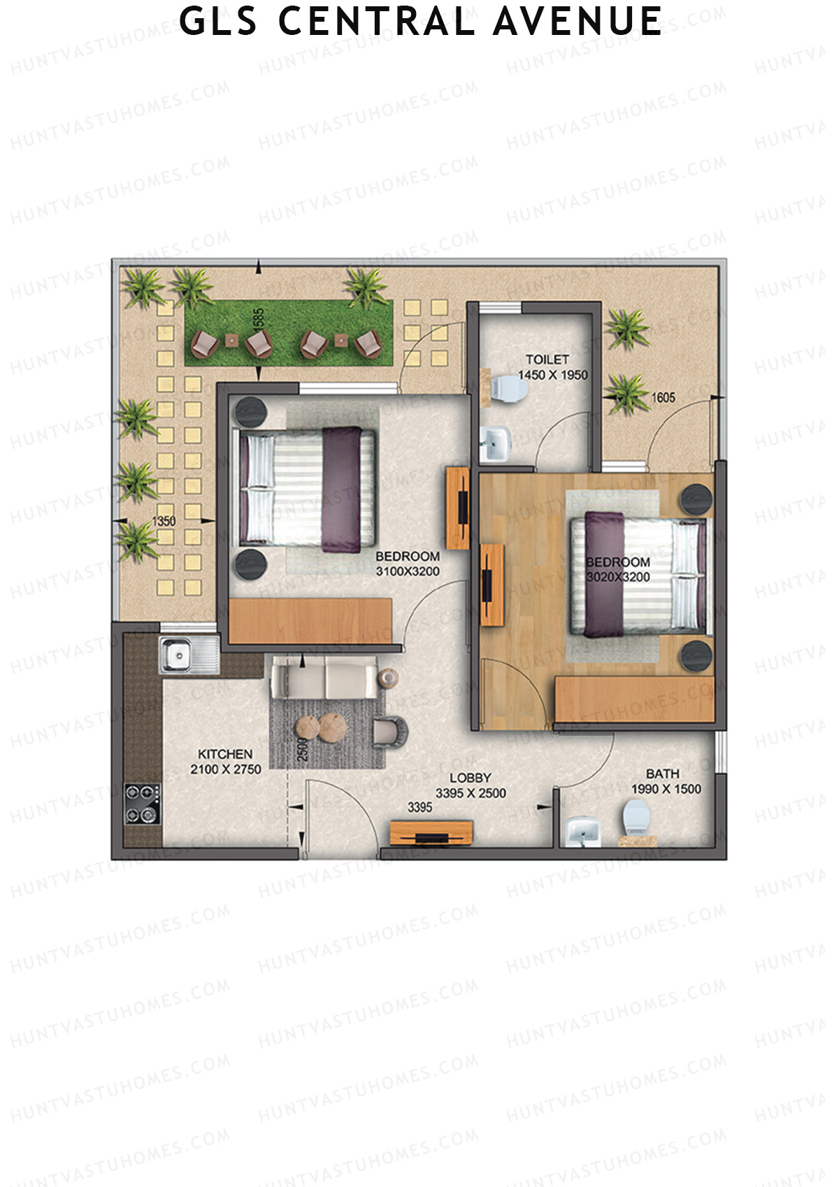 Gls Central Avenue Tower O Unit 3 (Type 4P) Floor Plan