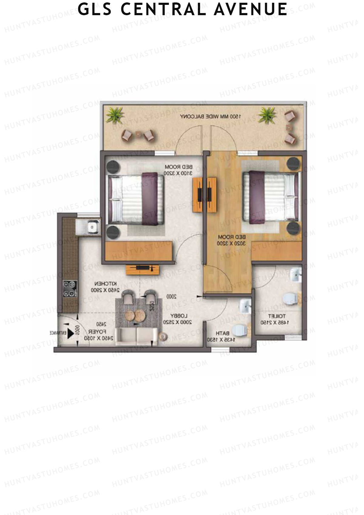 Gls Central Avenue Tower O Unit 4 (Type 3) Floor Plan