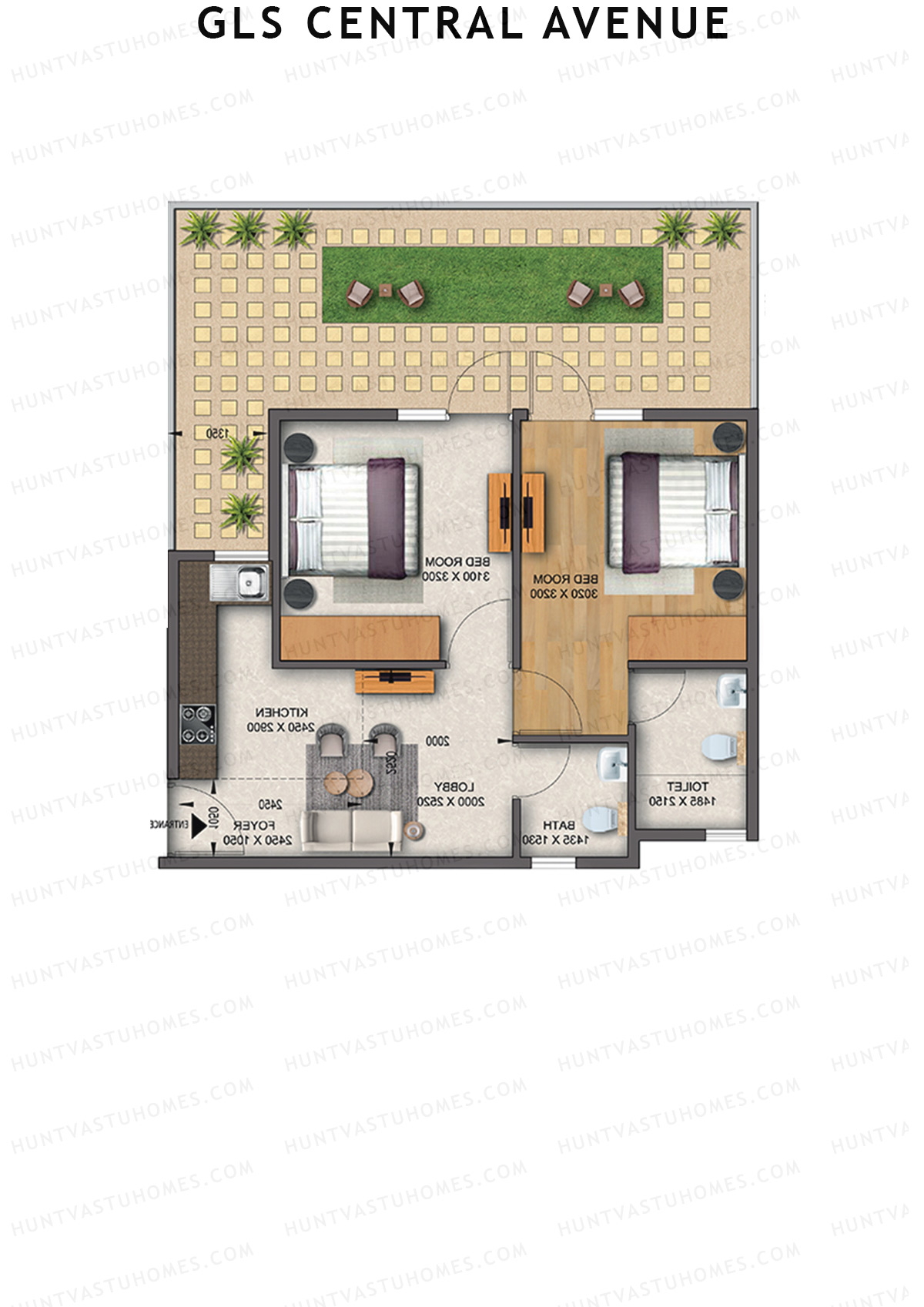 Gls Central Avenue Tower O Unit 4 (Type 3P) Floor Plan