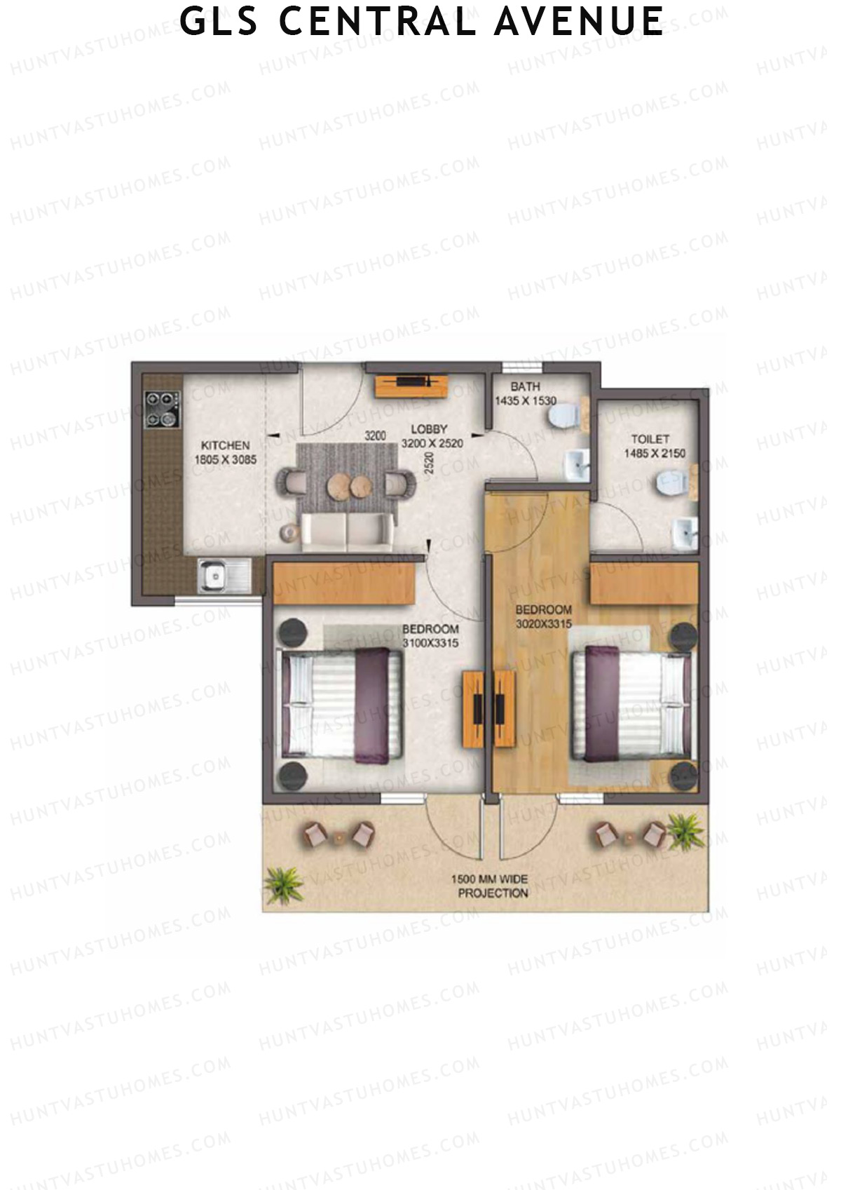 Gls Central Avenue Tower O Unit 5 (Type 5) Floor Plan