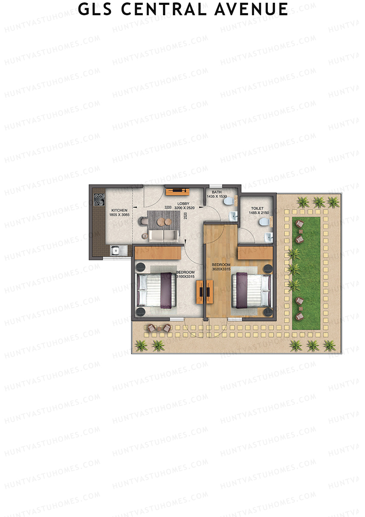 Gls Central Avenue Tower O Unit 5 (Type 5P) Floor Plan
