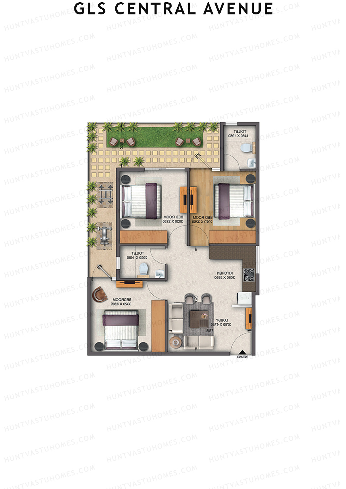 Gls Central Avenue Tower P Unit 2 (Type 1P) Floor Plan