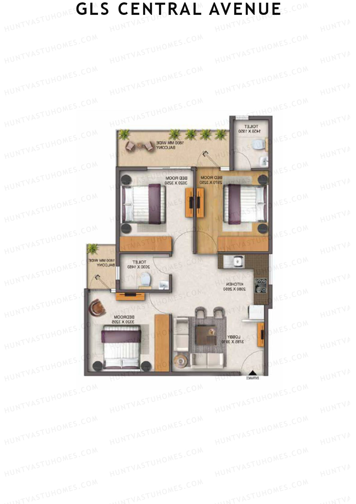 Gls Central Avenue Tower P Unit 2 (Type 2) Floor Plan