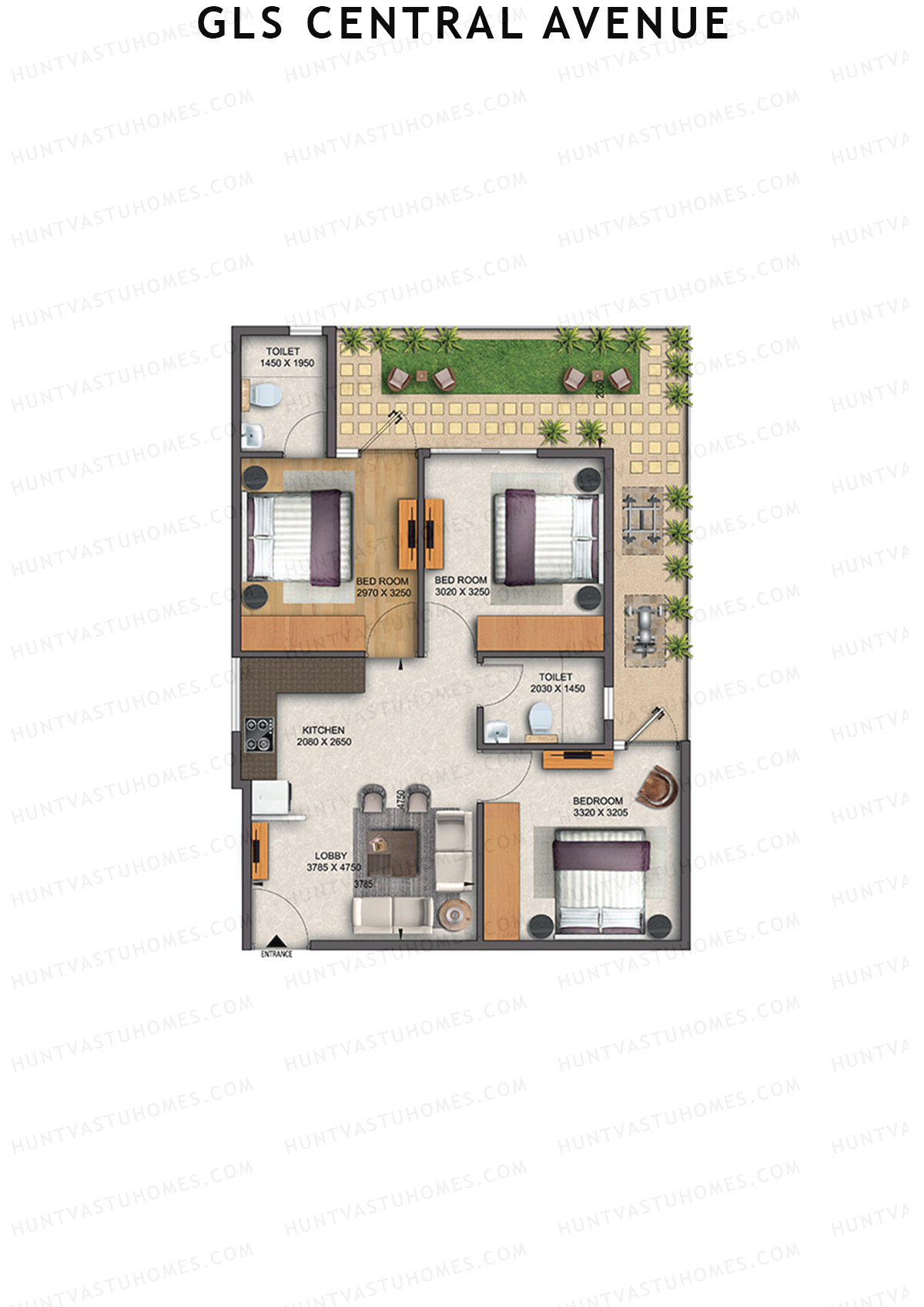 Gls Central Avenue Tower P Unit 3 (Type 1P) Floor Plan