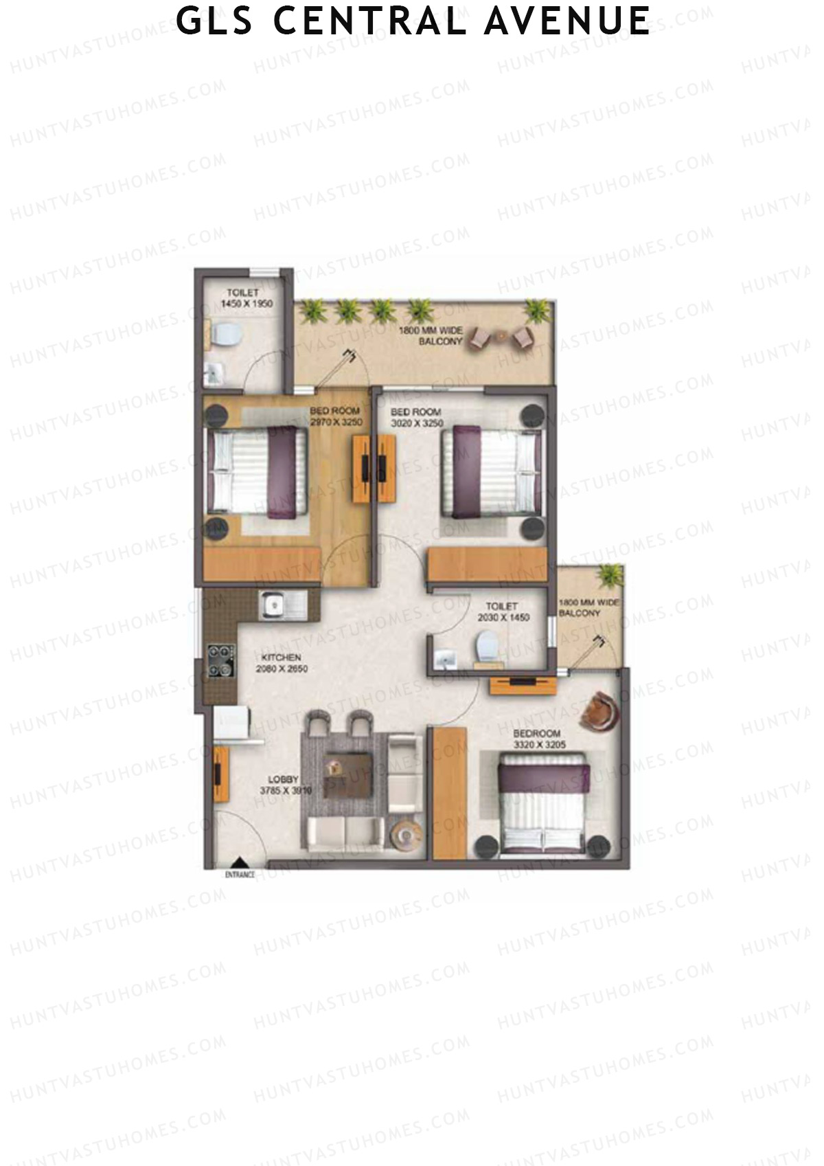 Gls Central Avenue Tower P Unit 3 (Type 2) Floor Plan