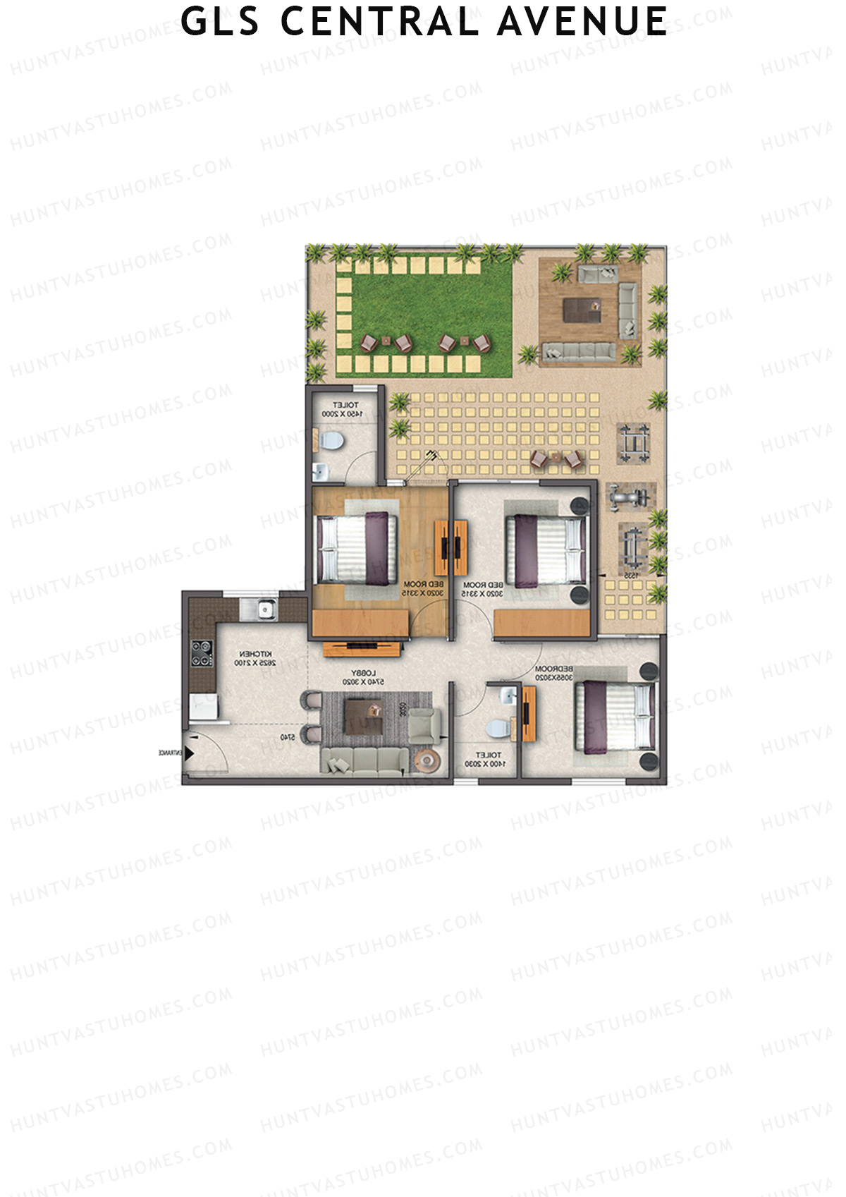 Gls Central Avenue Tower P Unit 4 (Type 2P) Floor Plan