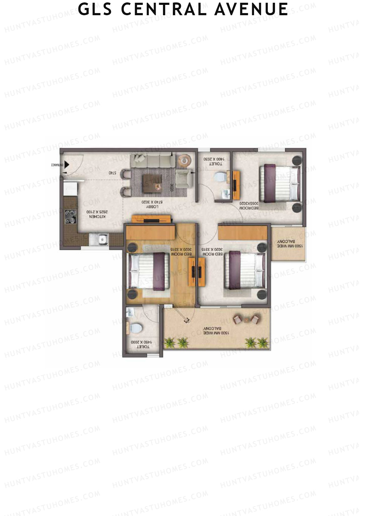Gls Central Avenue Tower P Unit 5 (Type 1) Floor Plan