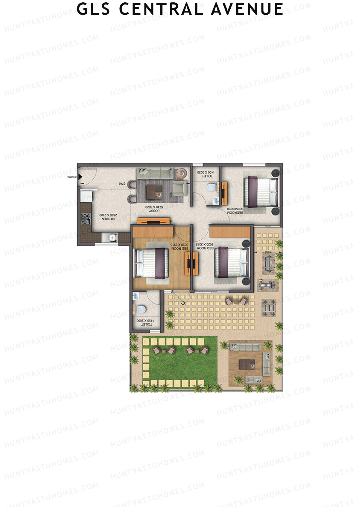 Gls Central Avenue Tower P Unit 5 (Type 2P) Floor Plan