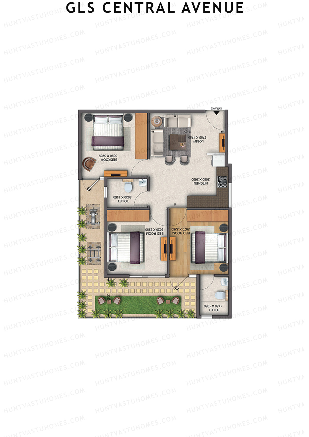 Gls Central Avenue Tower P Unit 7 (Type 1P) Floor Plan
