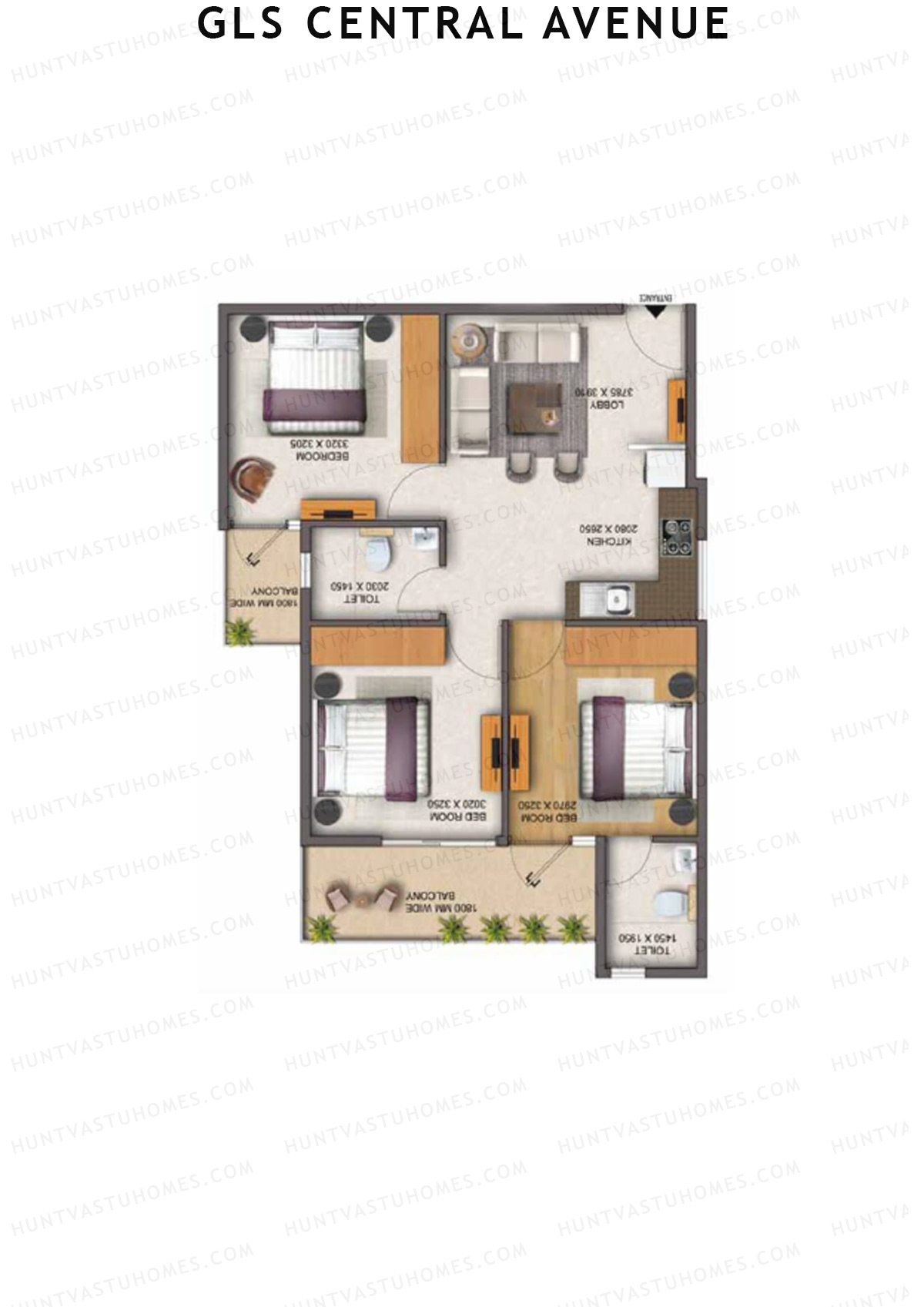 Gls Central Avenue Tower P Unit 7 (Type 2) Floor Plan