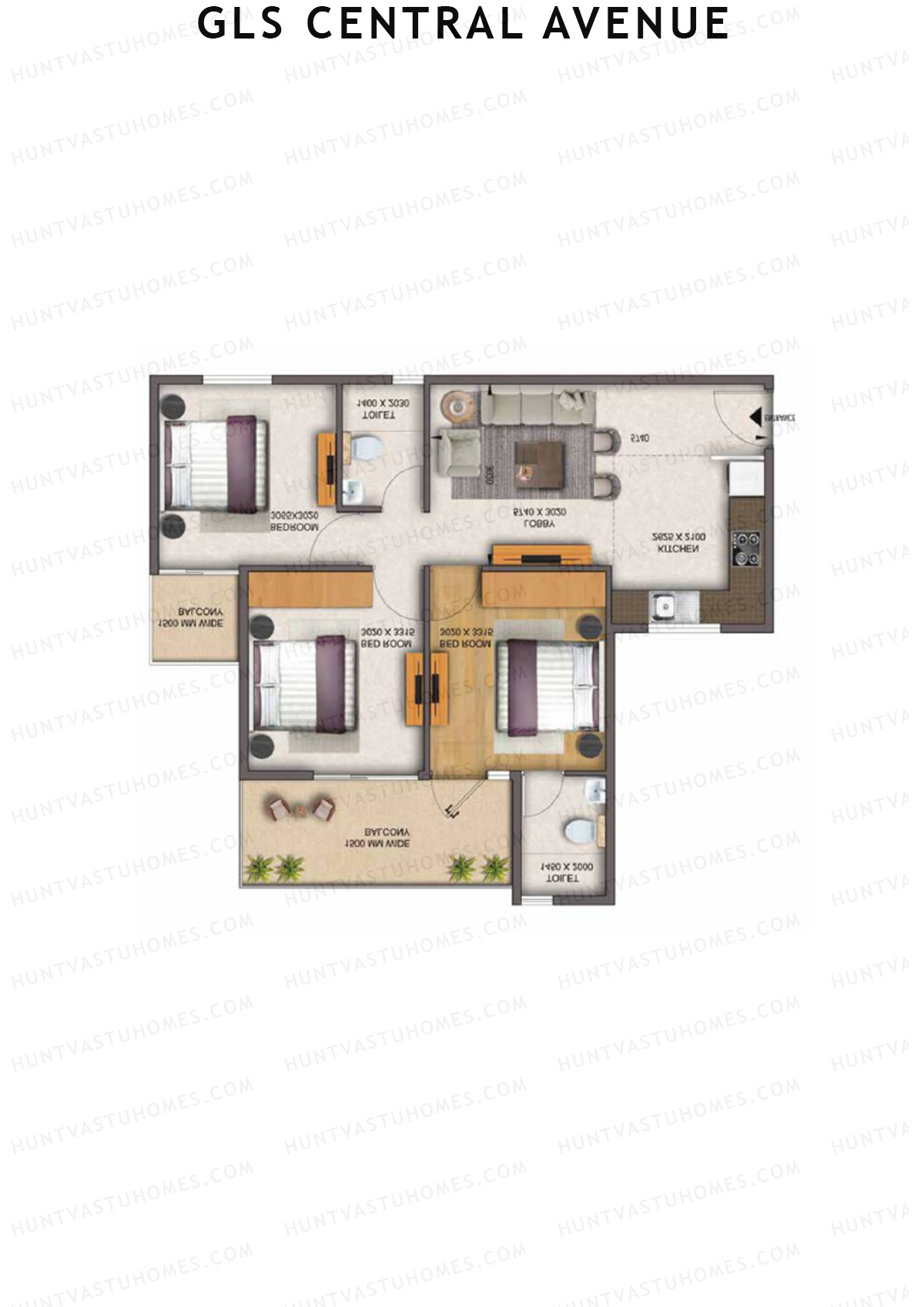Gls Central Avenue Tower P Unit 8 (Type 1) Floor Plan