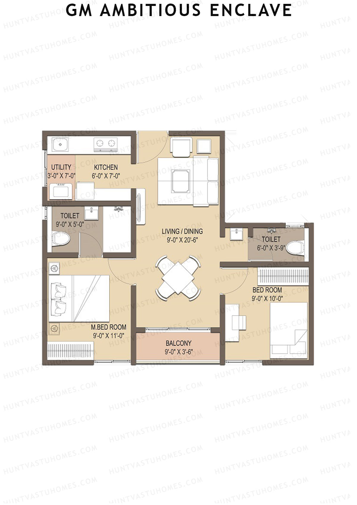 GM Ambitious Enclave Tower A1 Unit 1 (Type 2) Floor Plan