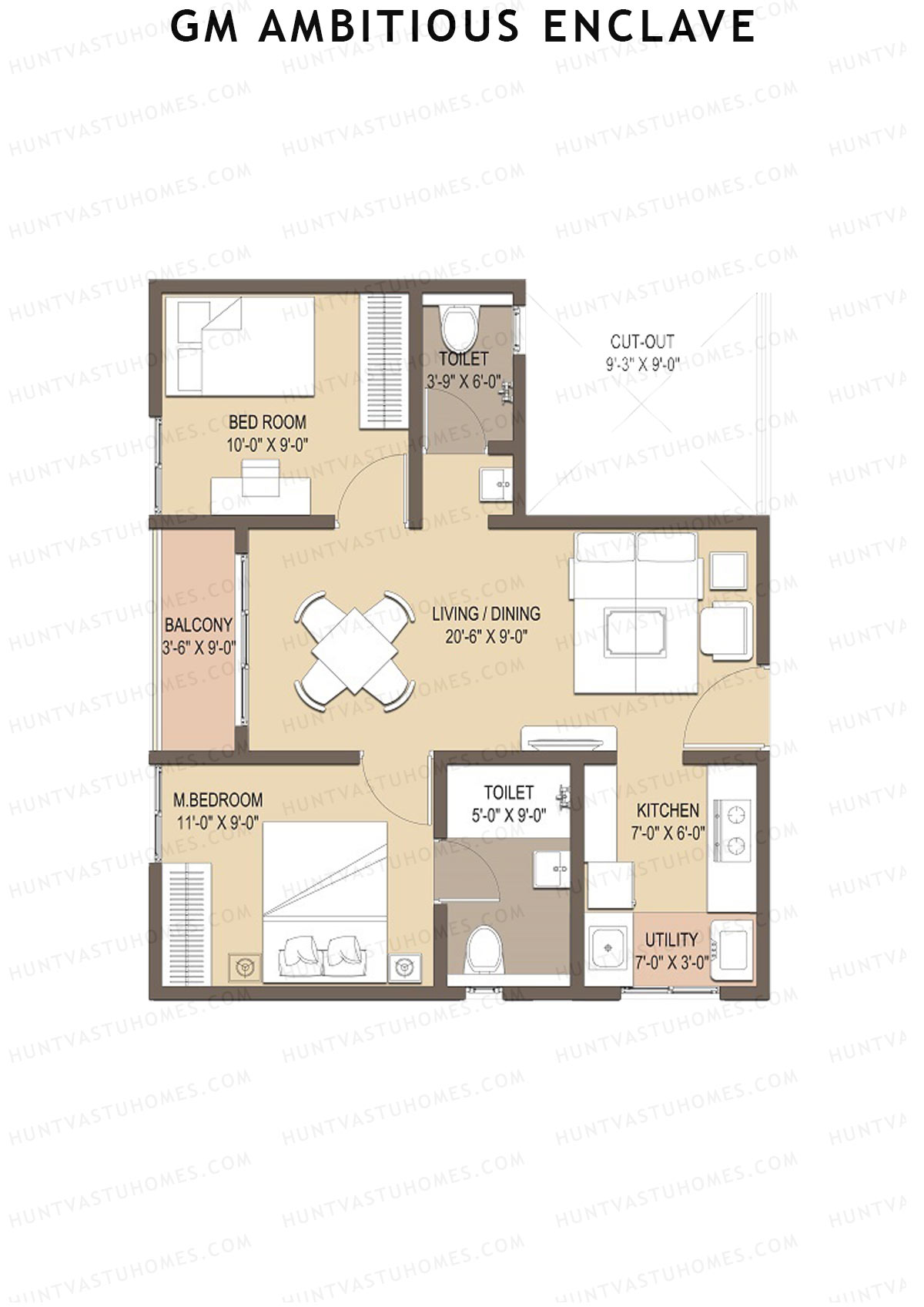 GM Ambitious Enclave Tower A1 Unit 8 (Type 2) Floor Plan