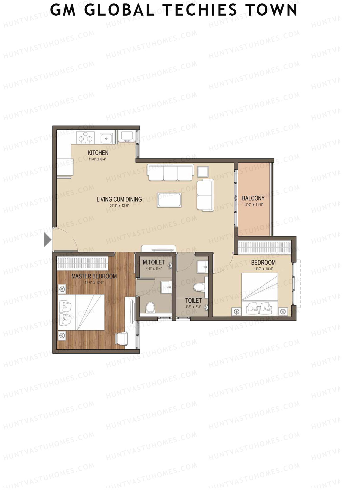 GM Global Techies Town Tower B Unit 24 (Type 1) Floor Plan