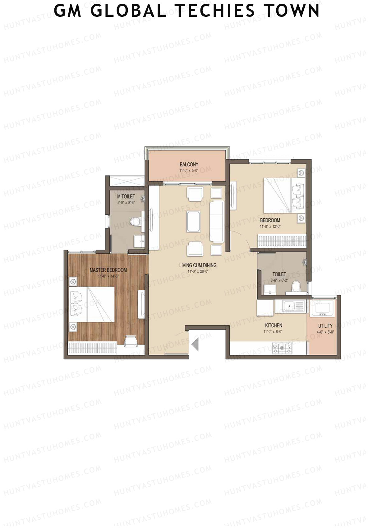 GM Global Techies Town Tower B Unit 37 (Type 2) Floor Plan