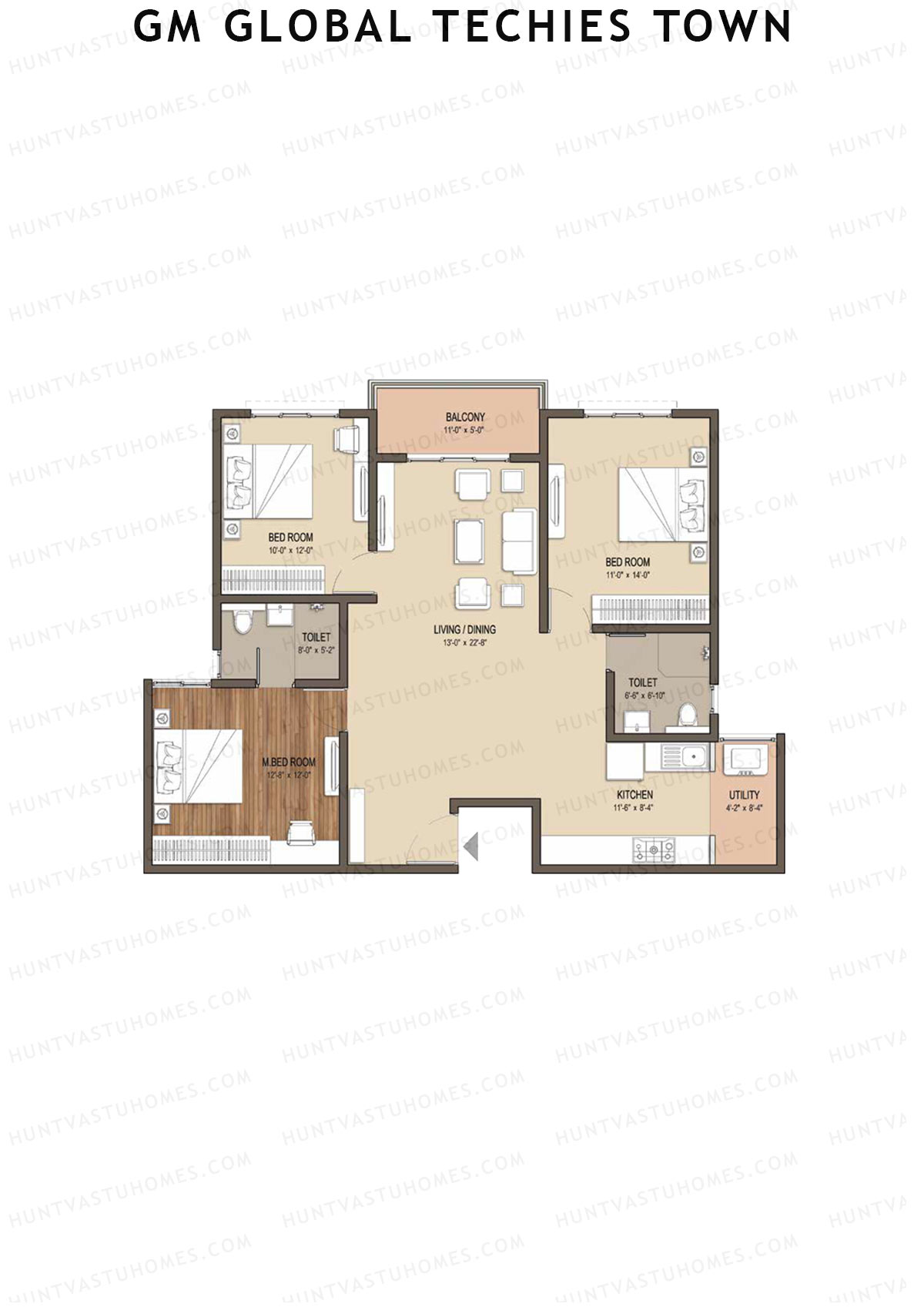 GM Global Techies Town Tower C Unit 1 (Type 3) Floor Plan