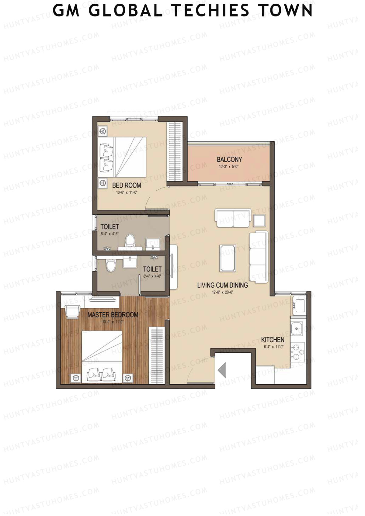 GM Global Techies Town Tower C Unit 20 (Type 1) Floor Plan