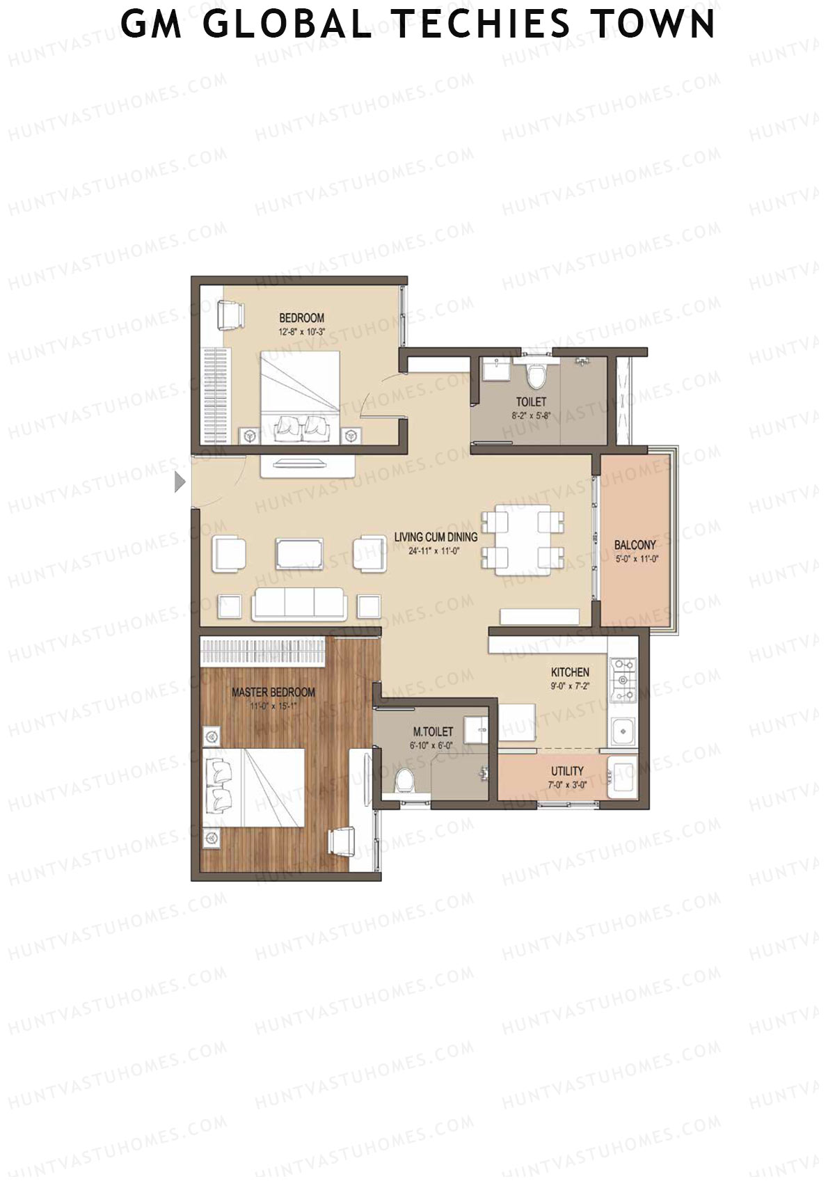 GM Global Techies Town Tower C Unit 3 (Type 2) Floor Plan