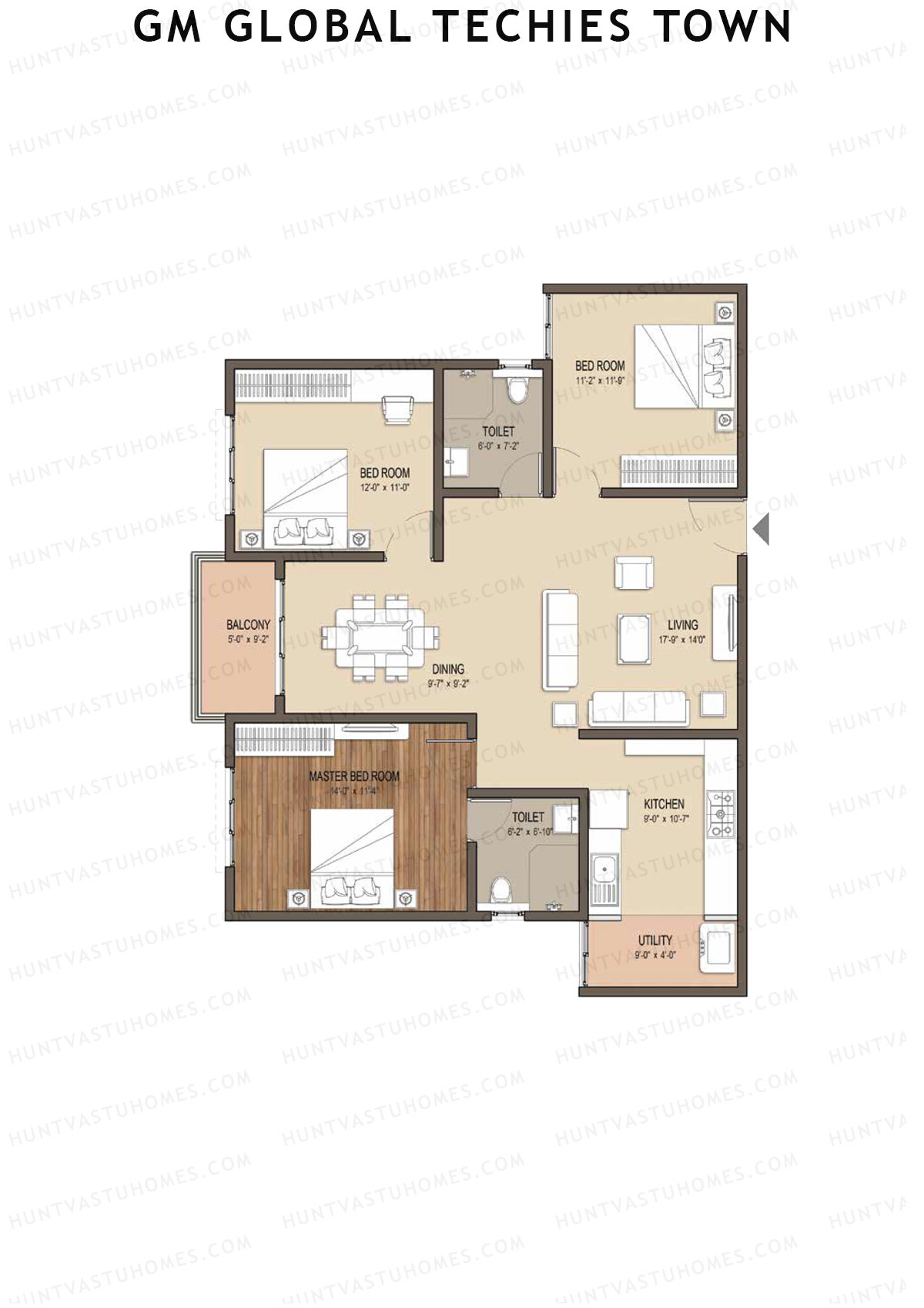 GM Global Techies Town Tower C Unit 8 (Type 3) Floor Plan