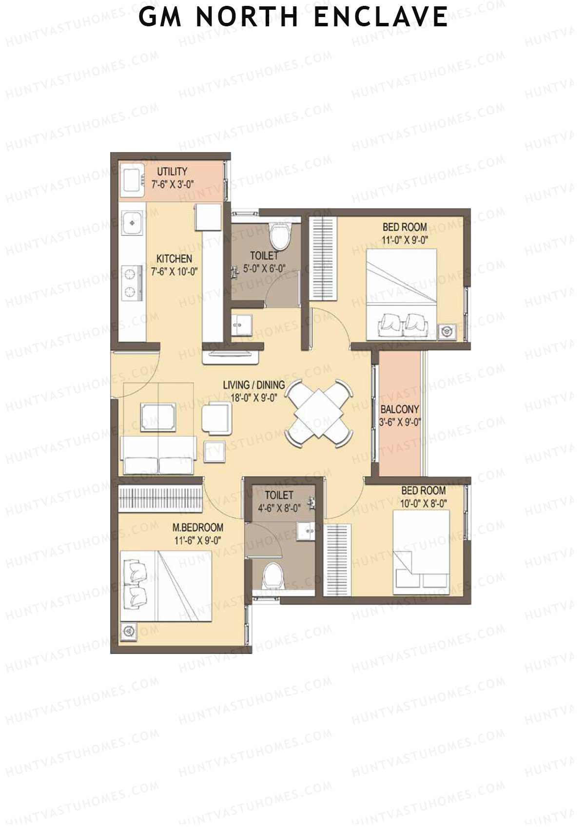 GM North Enclave Tower 1 Unit 5 (Type 3) Floor Plan