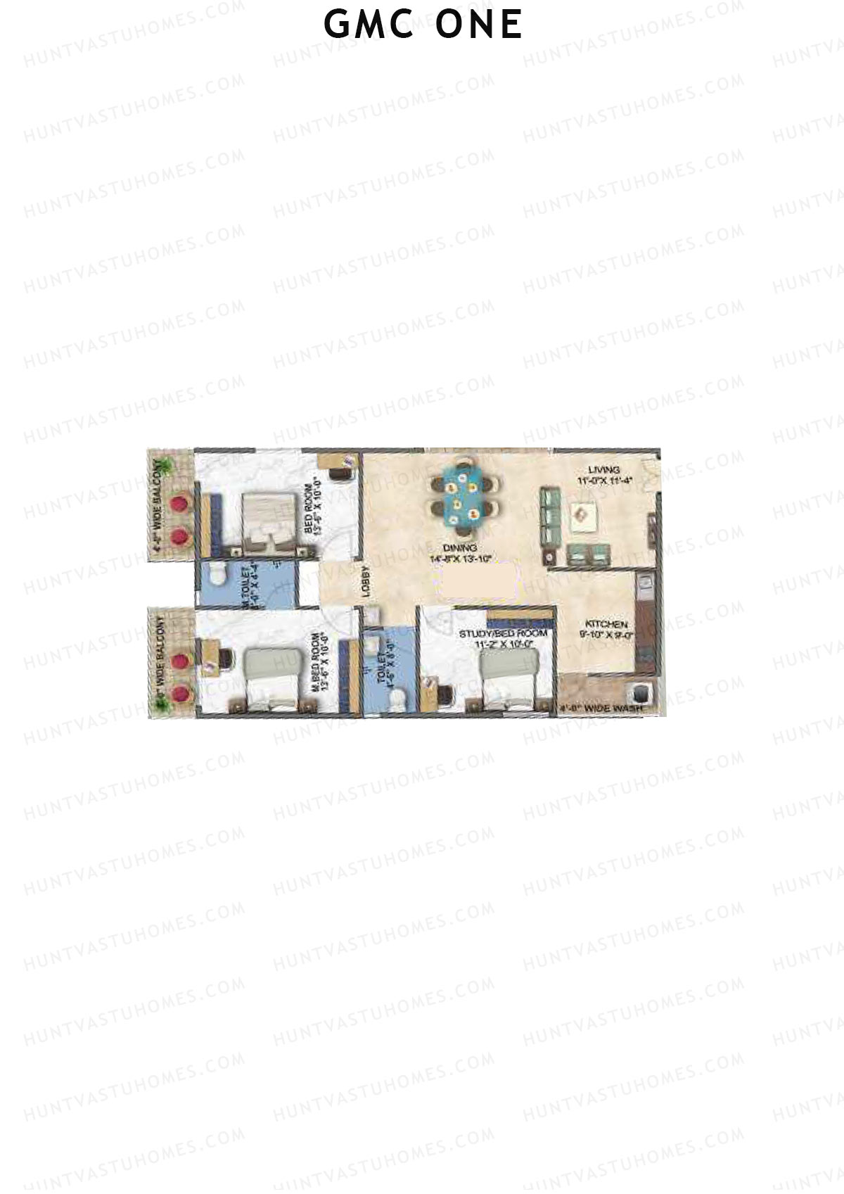 GMC One Block B Unit 1 Floor Plan