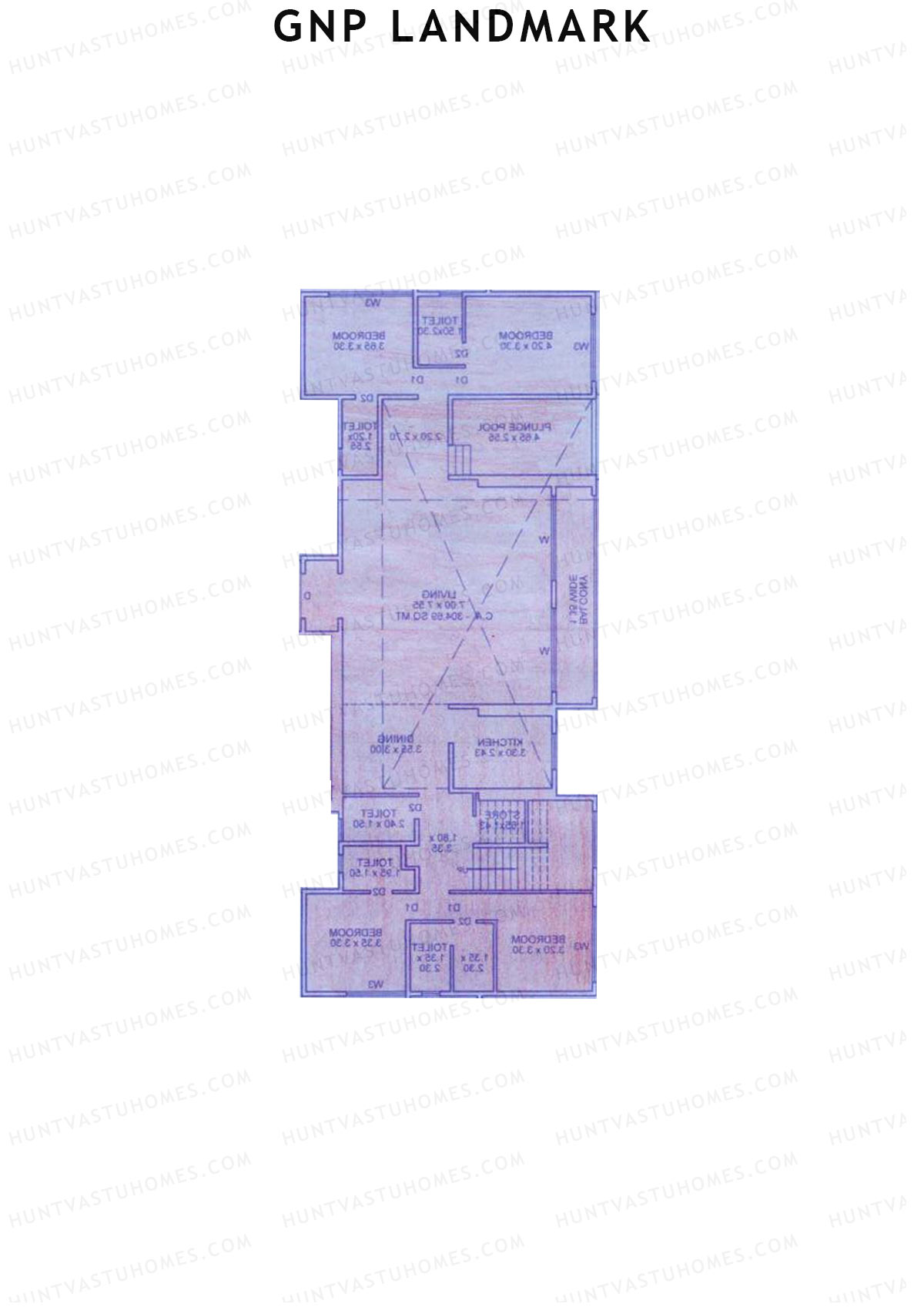 GNP Landmark Tower 2 Unit 1 (Type DU) Floor Plan