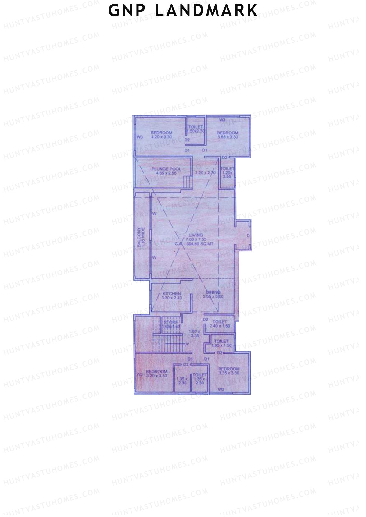GNP Landmark Tower 2 Unit 2 (Type DU) Floor Plan