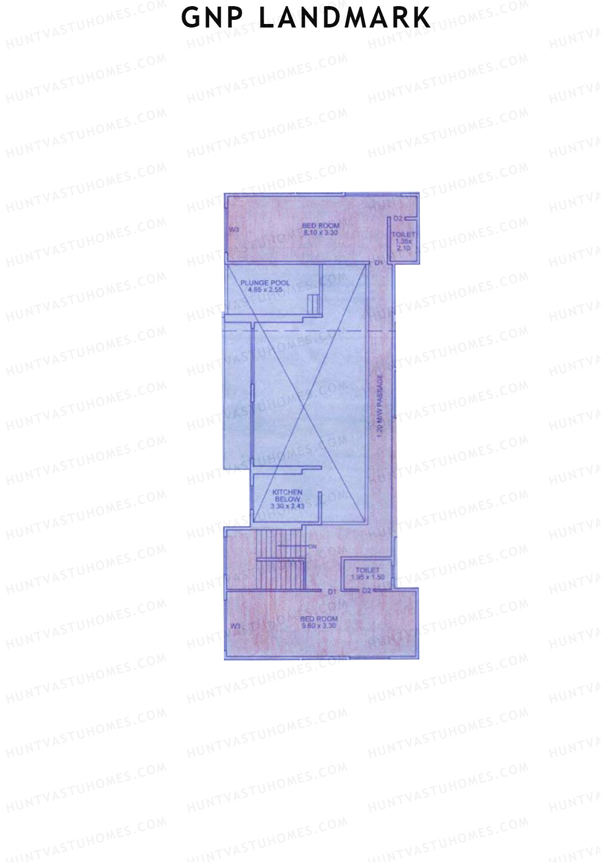GNP Landmark Tower 2 Unit 2 (Type DU) Floor Plan
