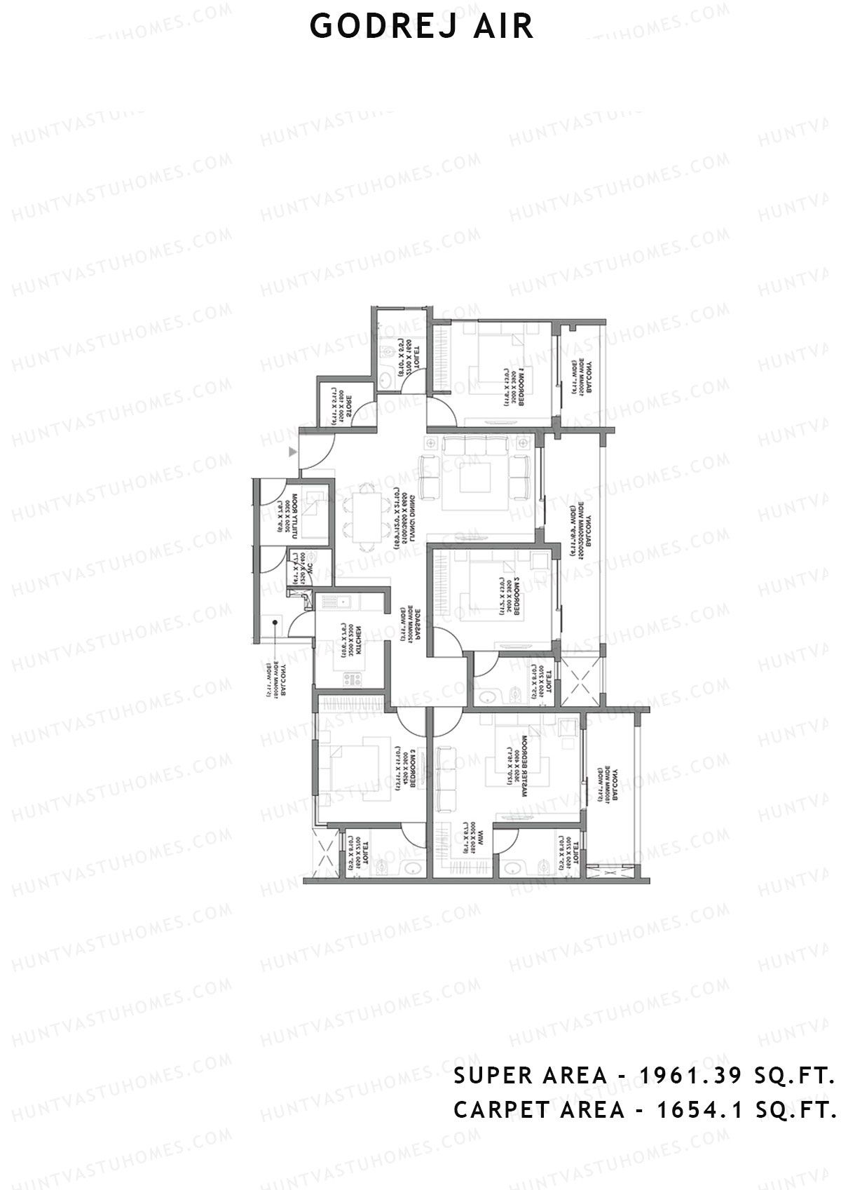 Godrej Air Tower A2 Unit 2 (Type 4rhk) Floor Plan