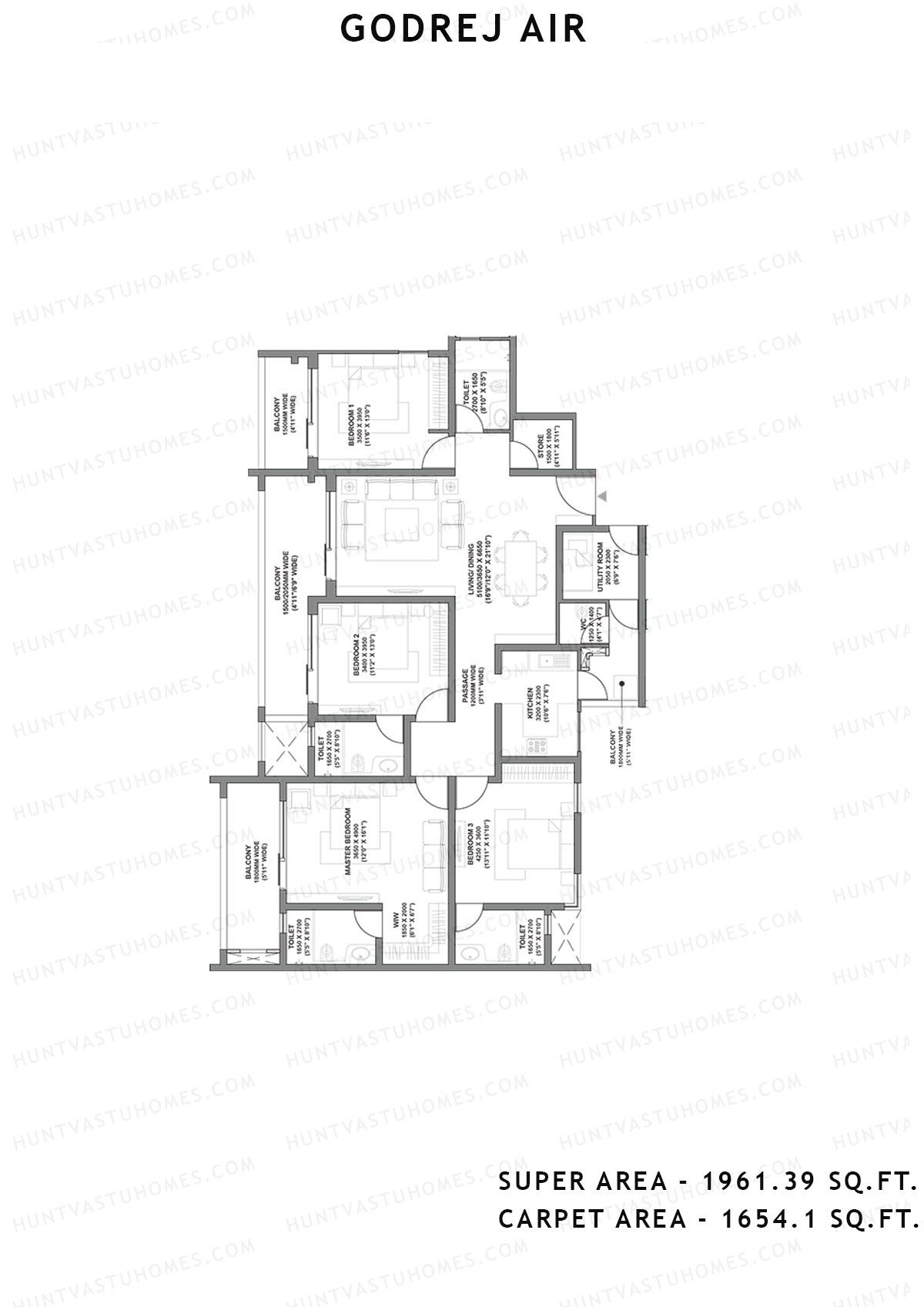 Godrej Air Tower A4 Unit 1 (Type 4rhk) Floor Plan