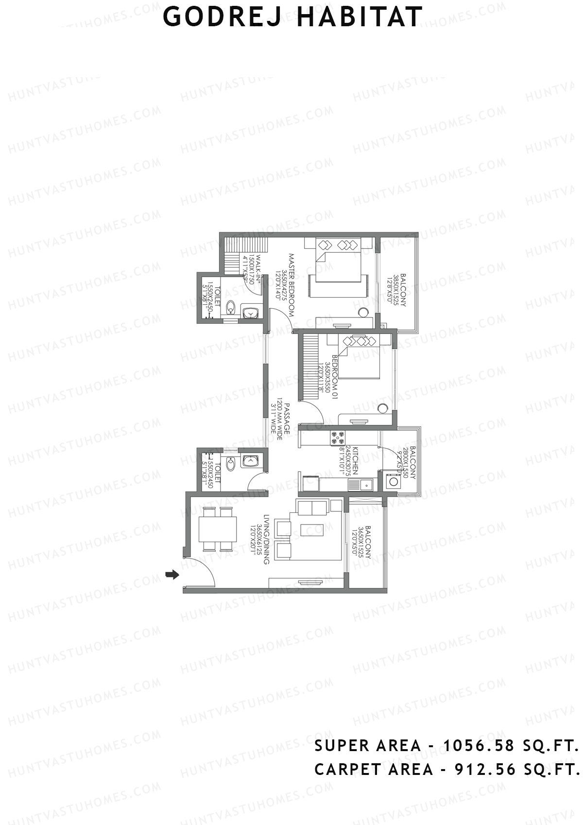 Godrej Habitat Tower 3 Unit 1 Floor Plan