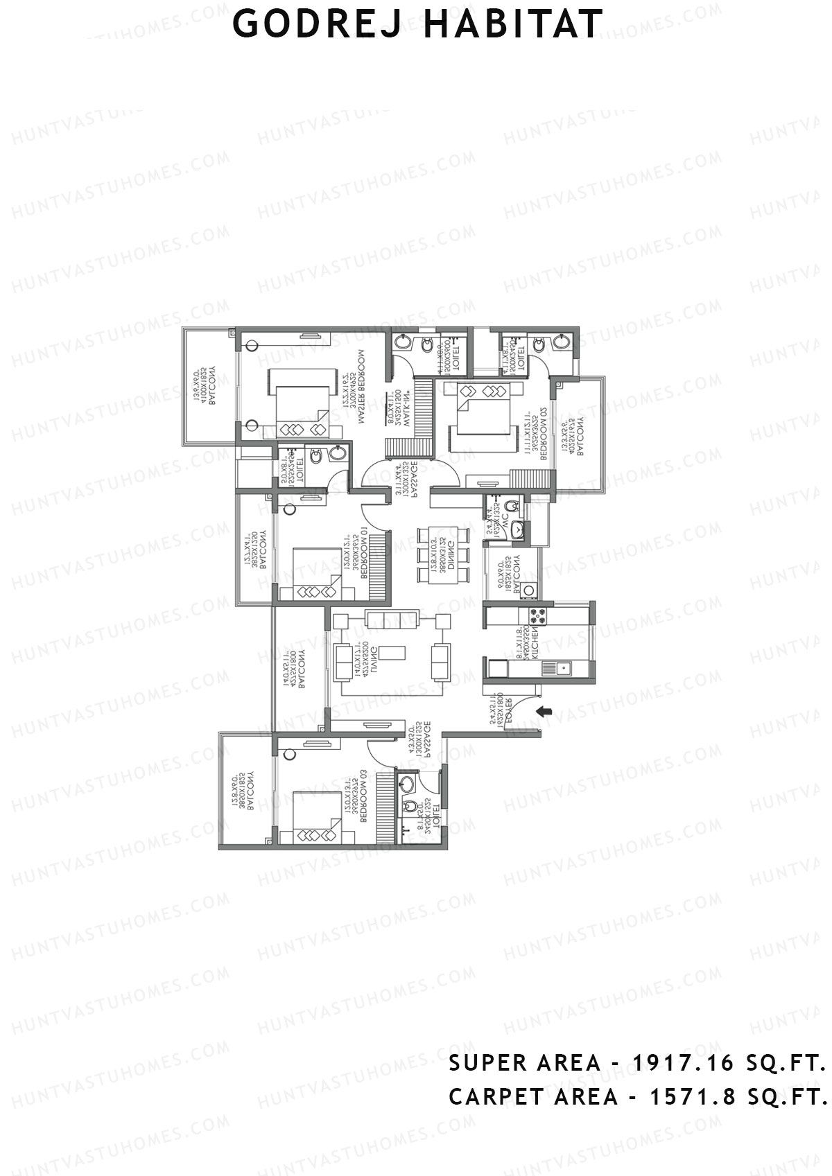 Godrej Habitat Tower 3 Unit 3 Floor Plan