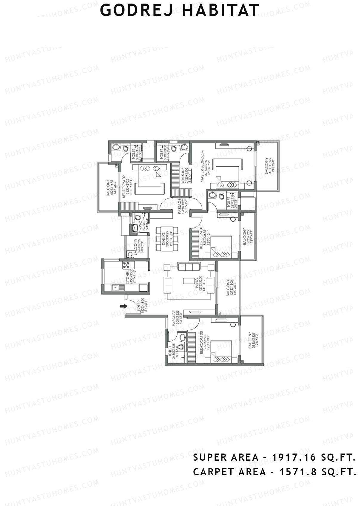Godrej Habitat Tower 4 Unit 3 Floor Plan