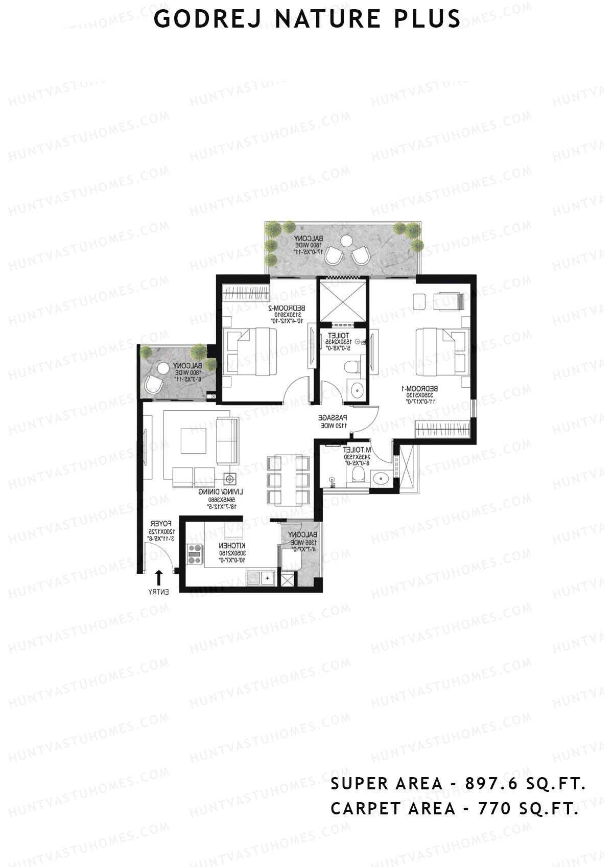 Godrej Nature Plus Tower D1 Unit 3 (Type A) Floor Plan