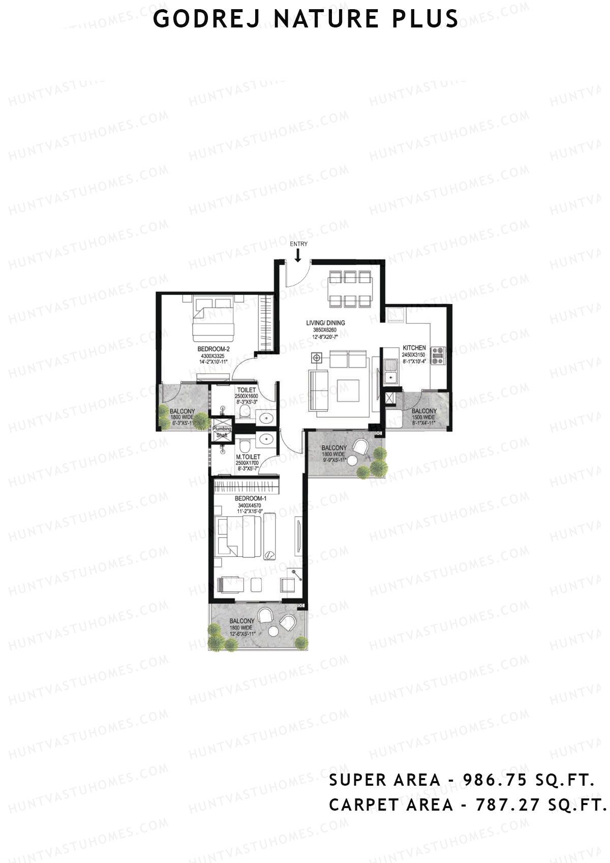 Godrej Nature Plus Tower D1 Unit 5 (Type C) Floor Plan