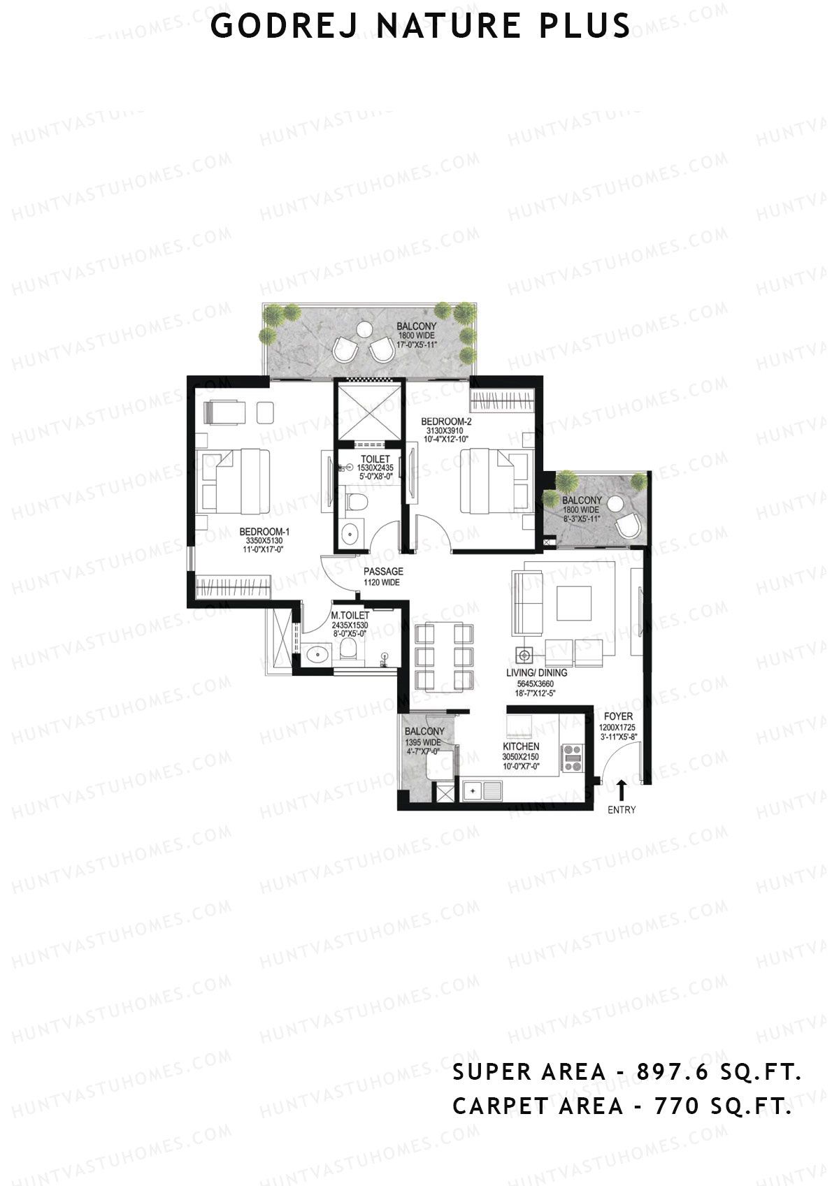Godrej Nature Plus Tower D2 Unit 1 (Type A) Floor Plan