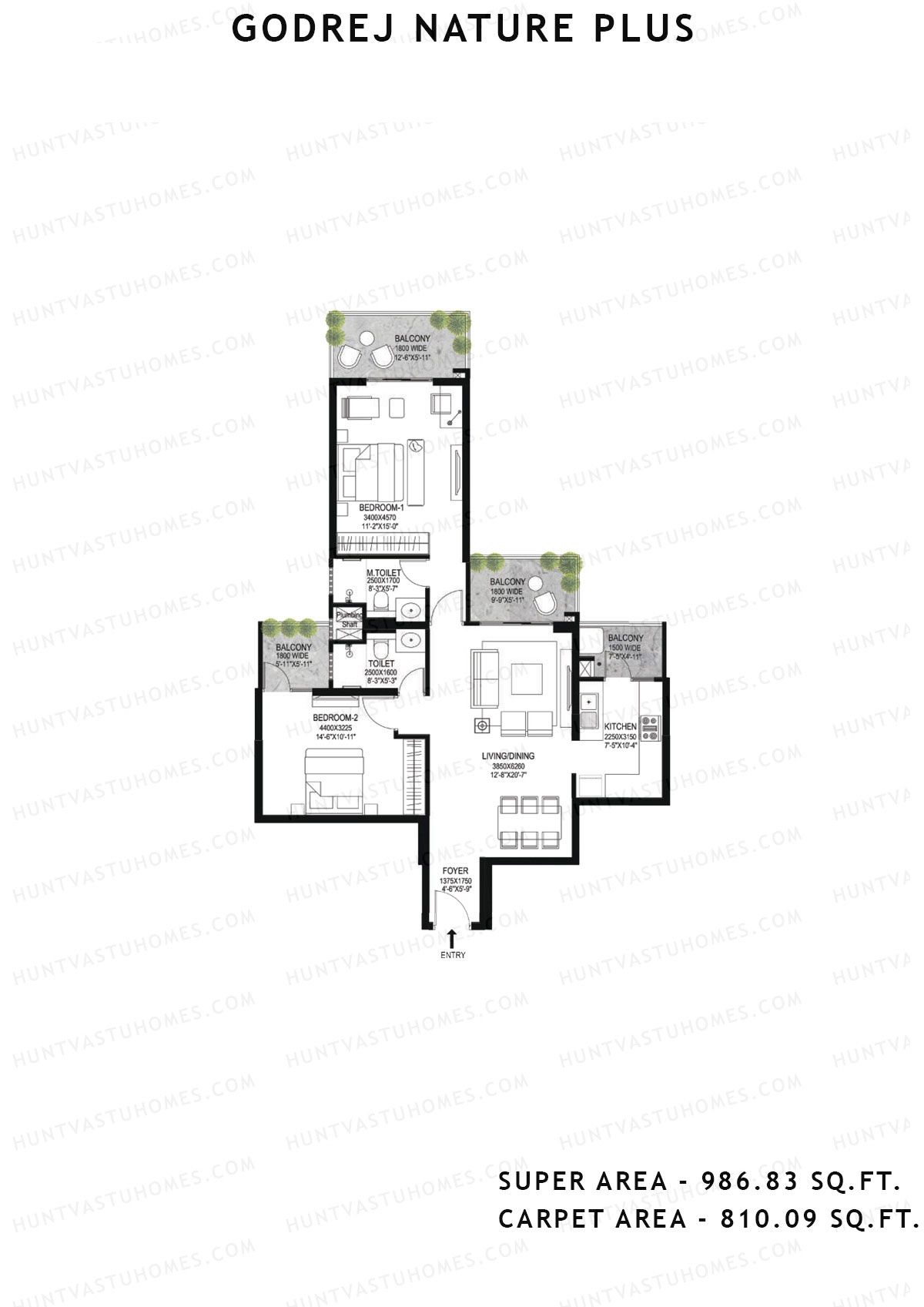 Godrej Nature Plus Tower D2 Unit 2 (Type B) Floor Plan
