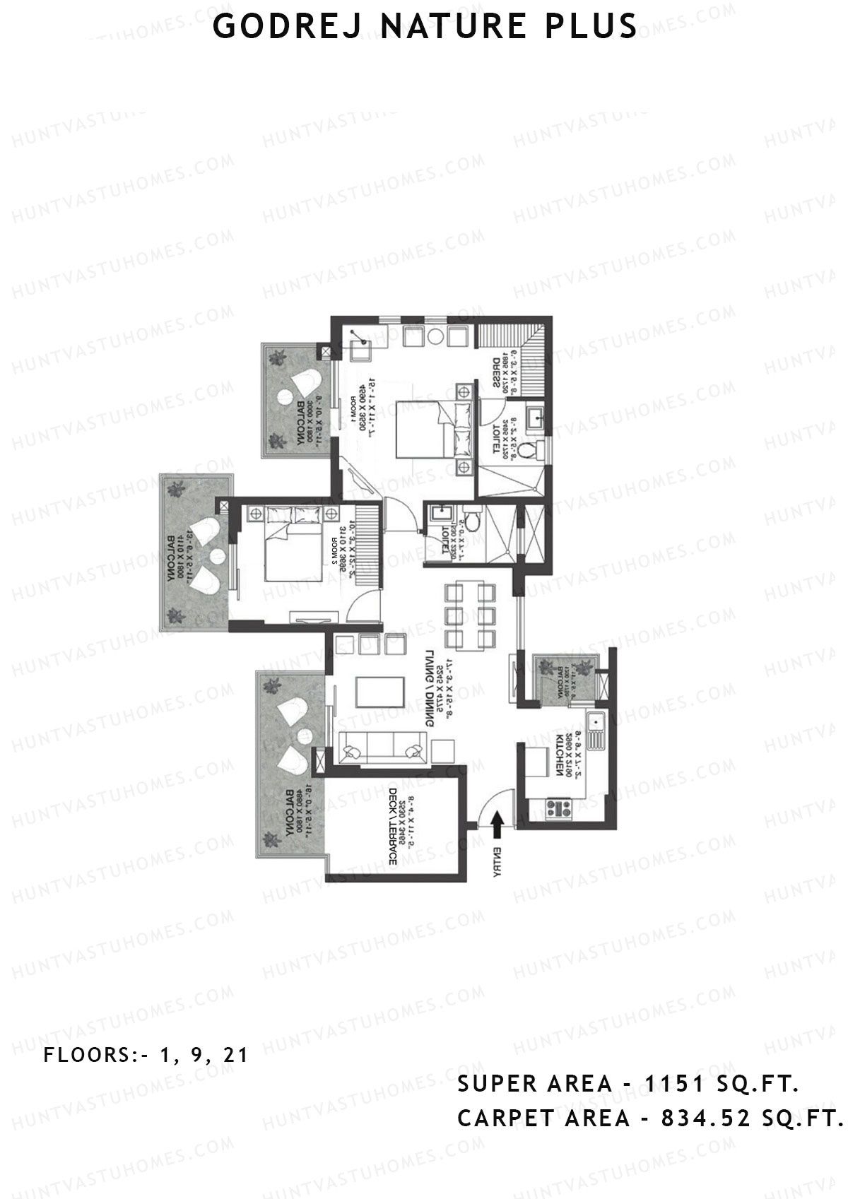 Godrej Nature Plus Tower E Unit 3 (Type 2BHK) Floor Plan