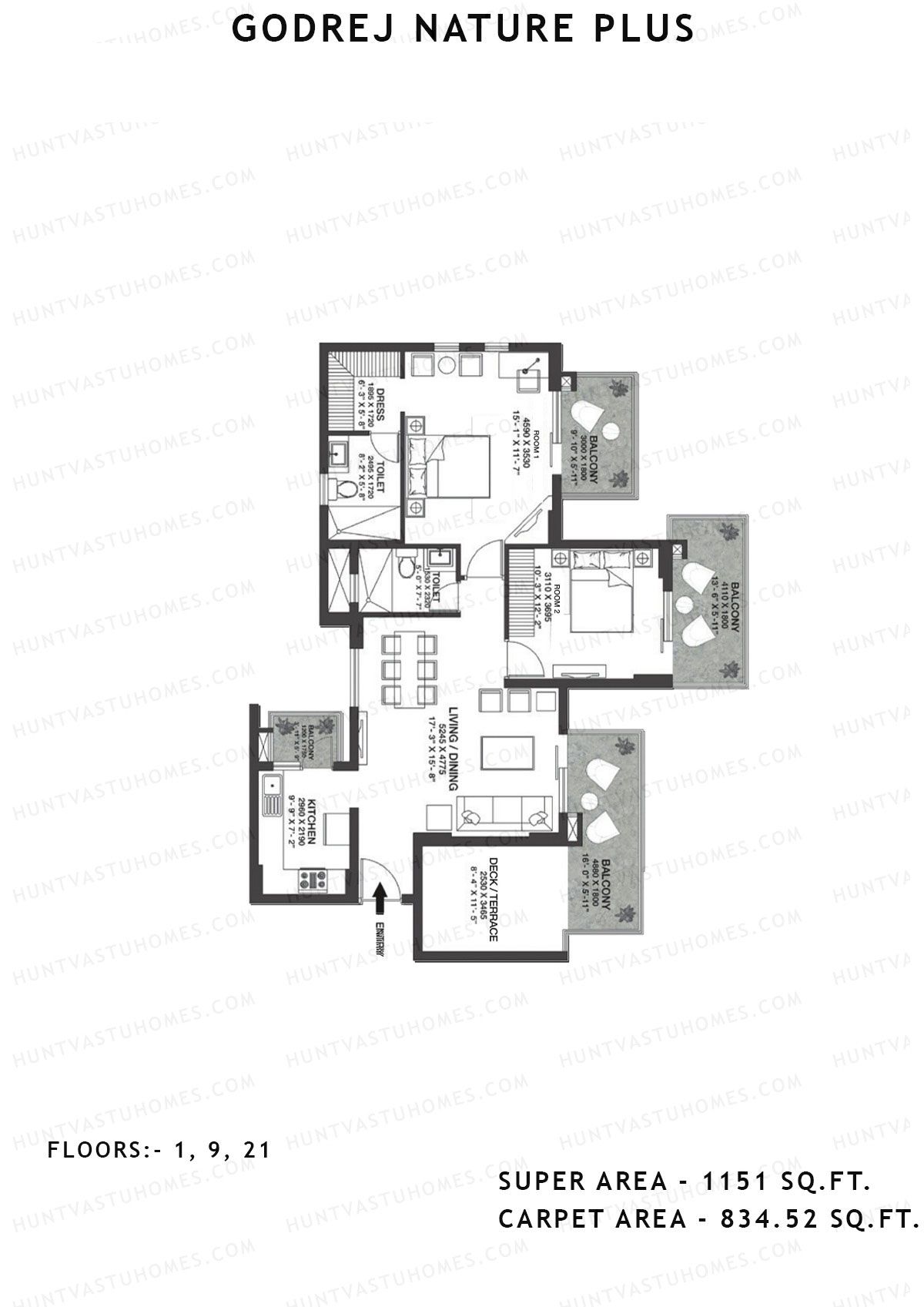 Godrej Nature Plus Tower E Unit 4 (Type 2BHK) Floor Plan