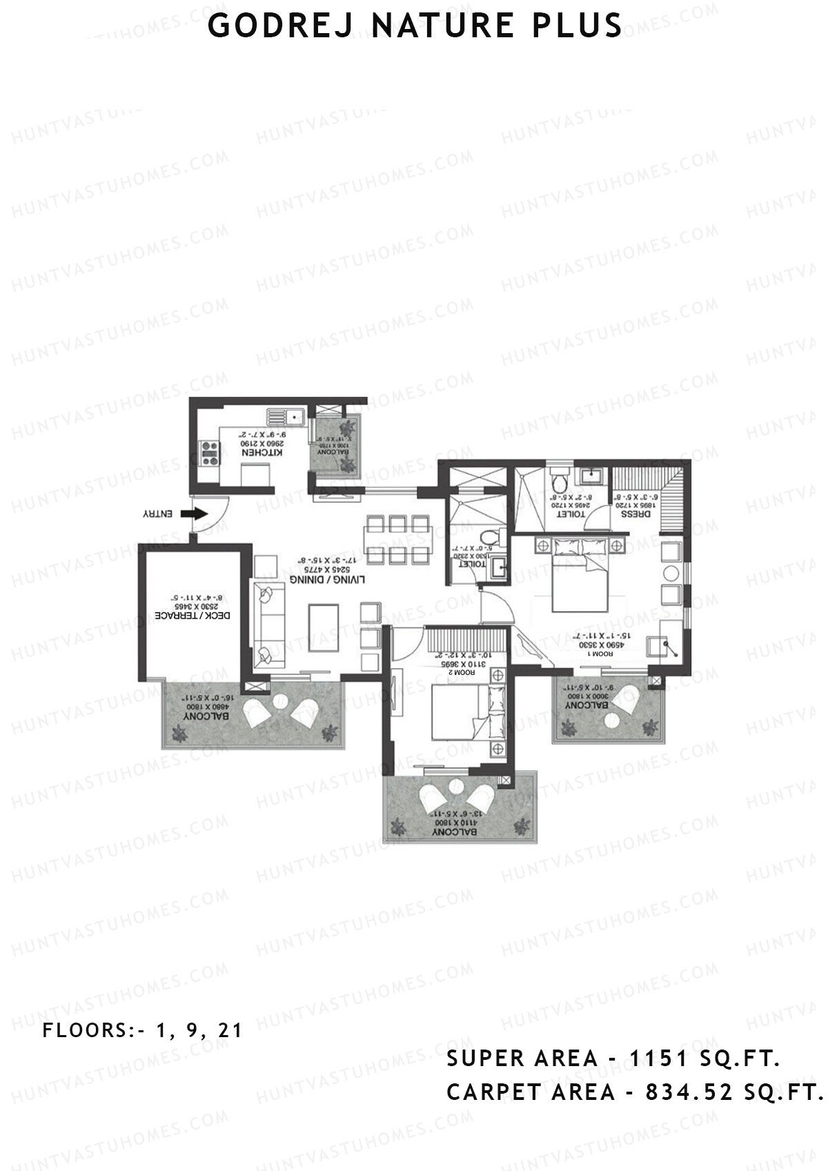 Godrej Nature Plus Tower H Unit 2 (Type 2BHK) Floor Plan
