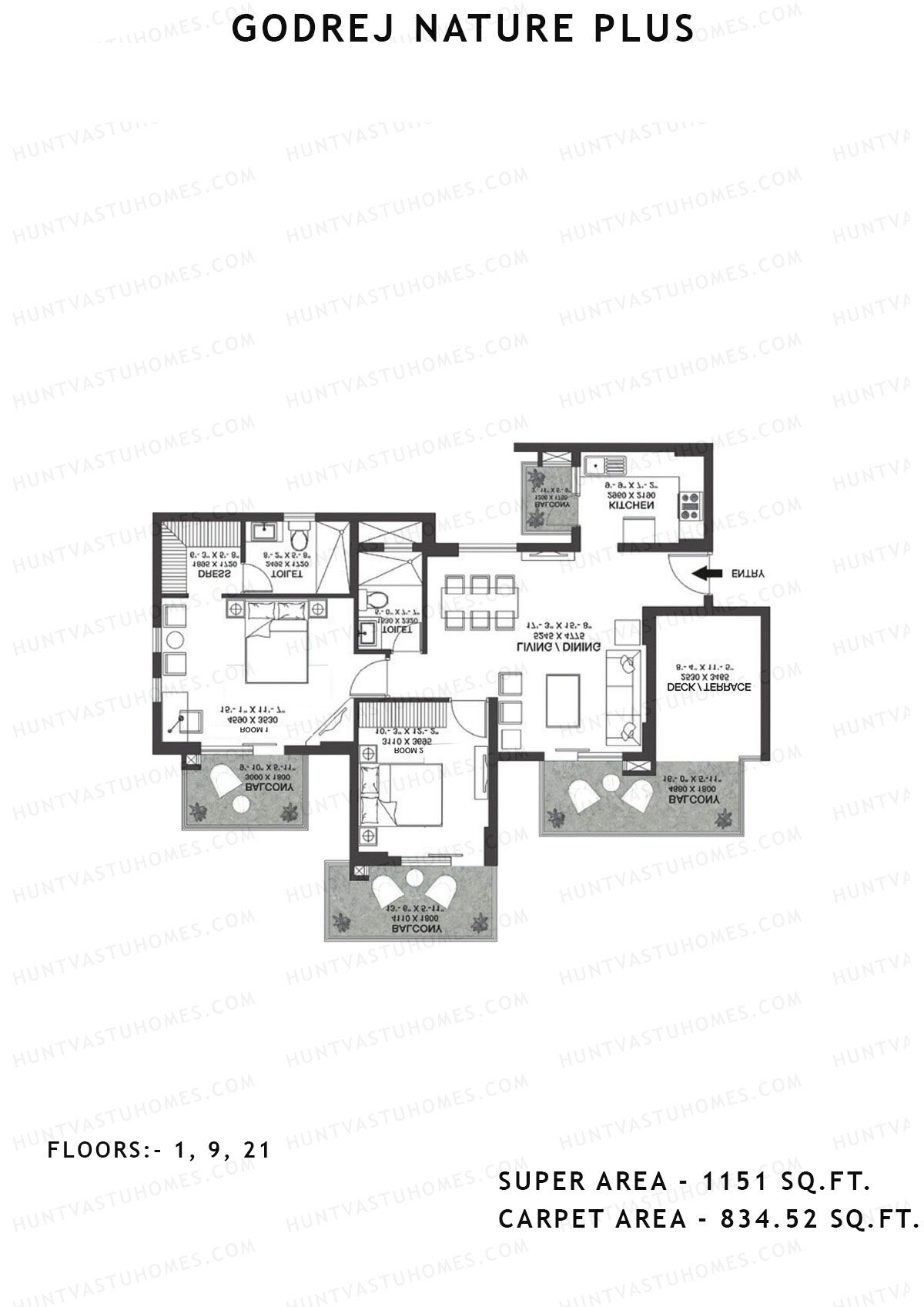 Godrej Nature Plus Tower H Unit 3 (Type 2BHK) Floor Plan