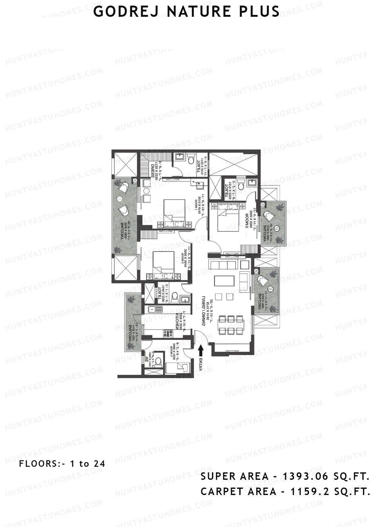 Godrej Nature Plus Tower T3 Unit 1 (Type A) Floor Plan