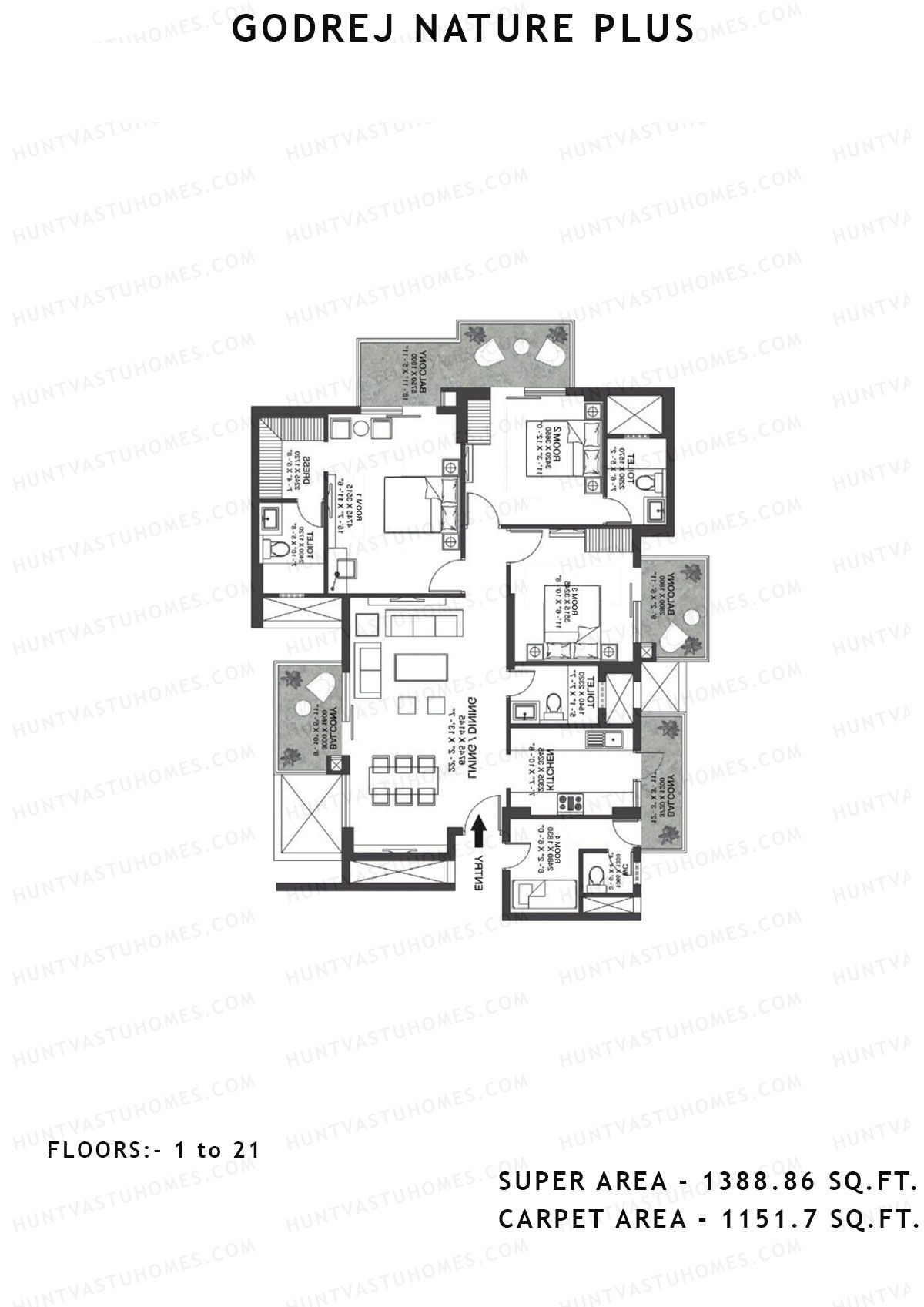 Godrej Nature Plus Tower T4 Unit 2 (Type B) Floor Plan