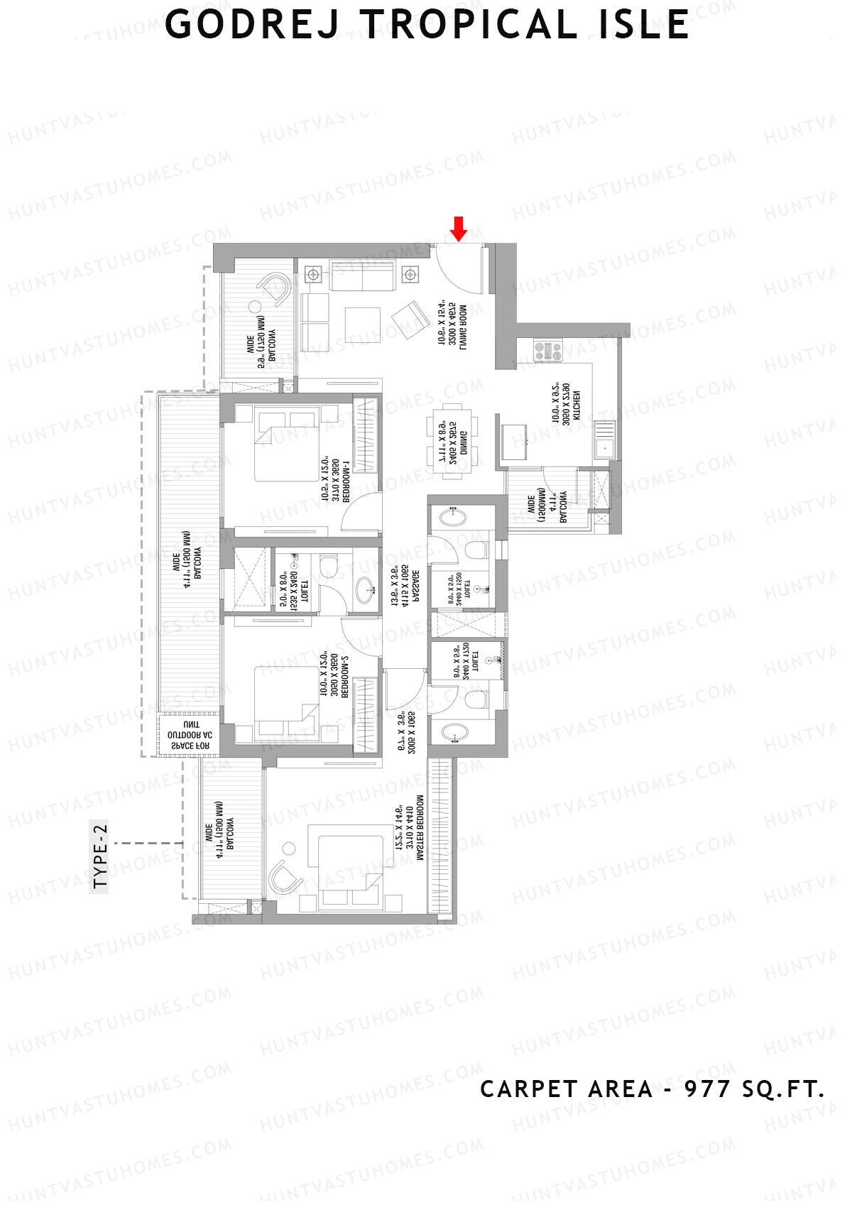 Godrej Tropical Isle Tower Aroma Unit 1 (Type 1) Floor Plan