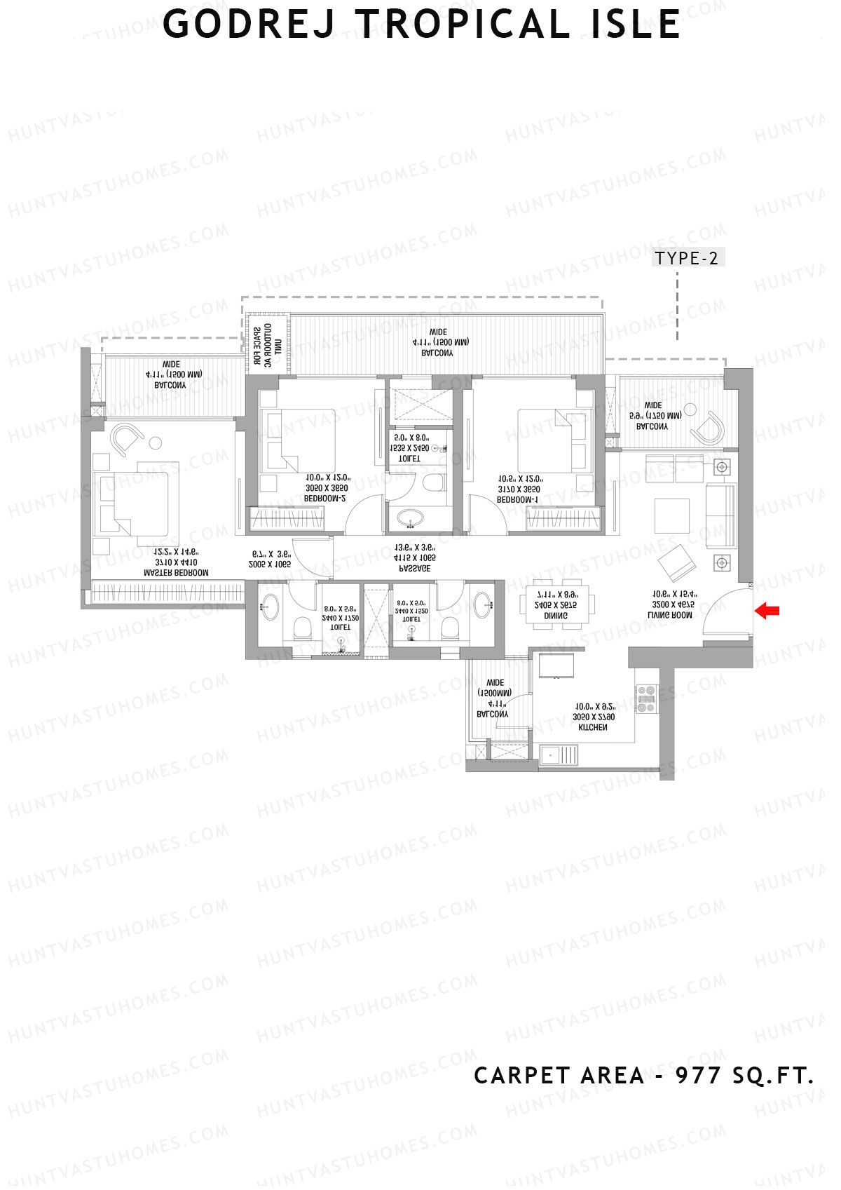 Godrej Tropical Isle Tower Coral Unit 1 (Type 1) Floor Plan