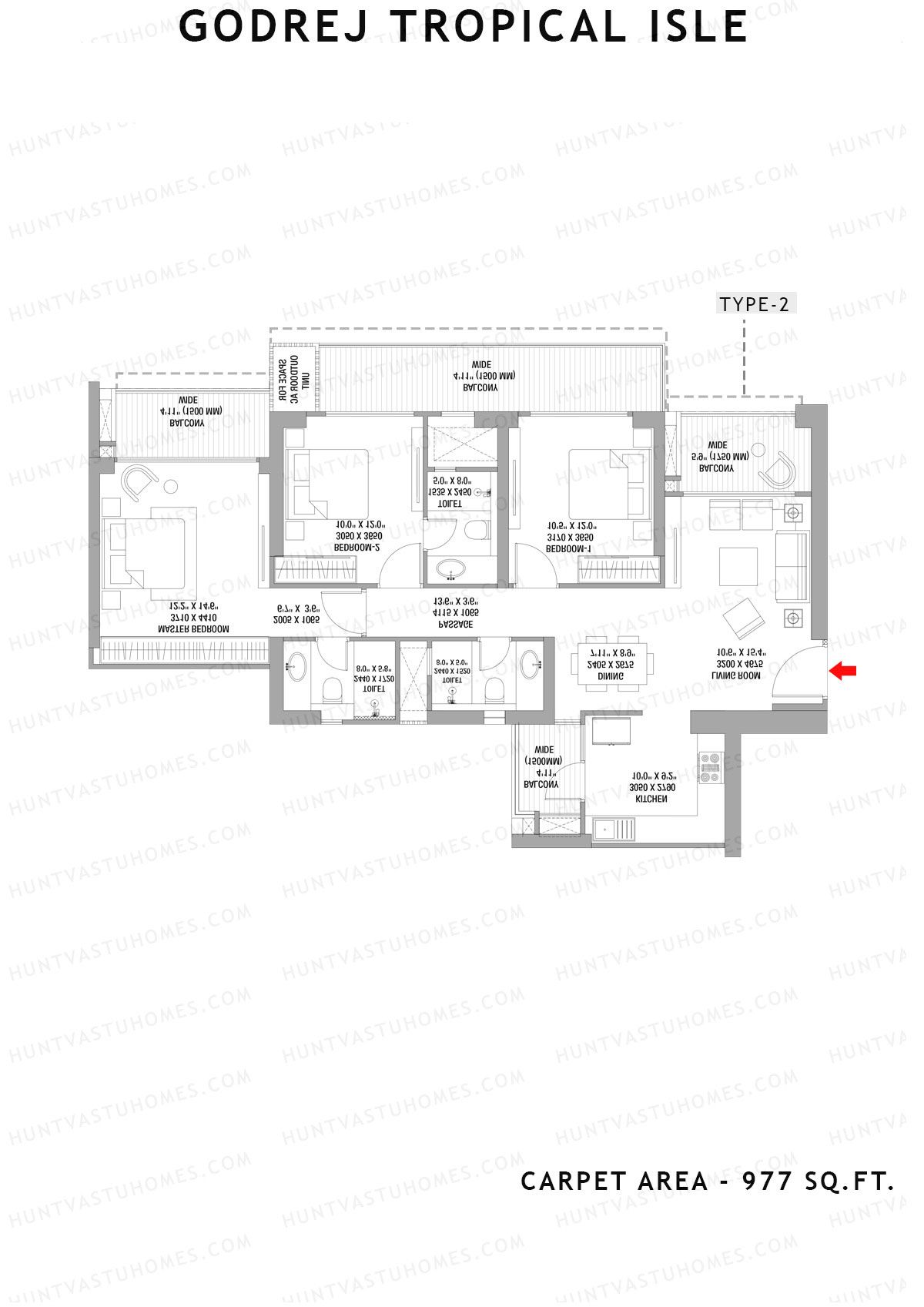 Godrej Tropical Isle Tower Alpinia Unit 1 (Type 1) Floor Plan