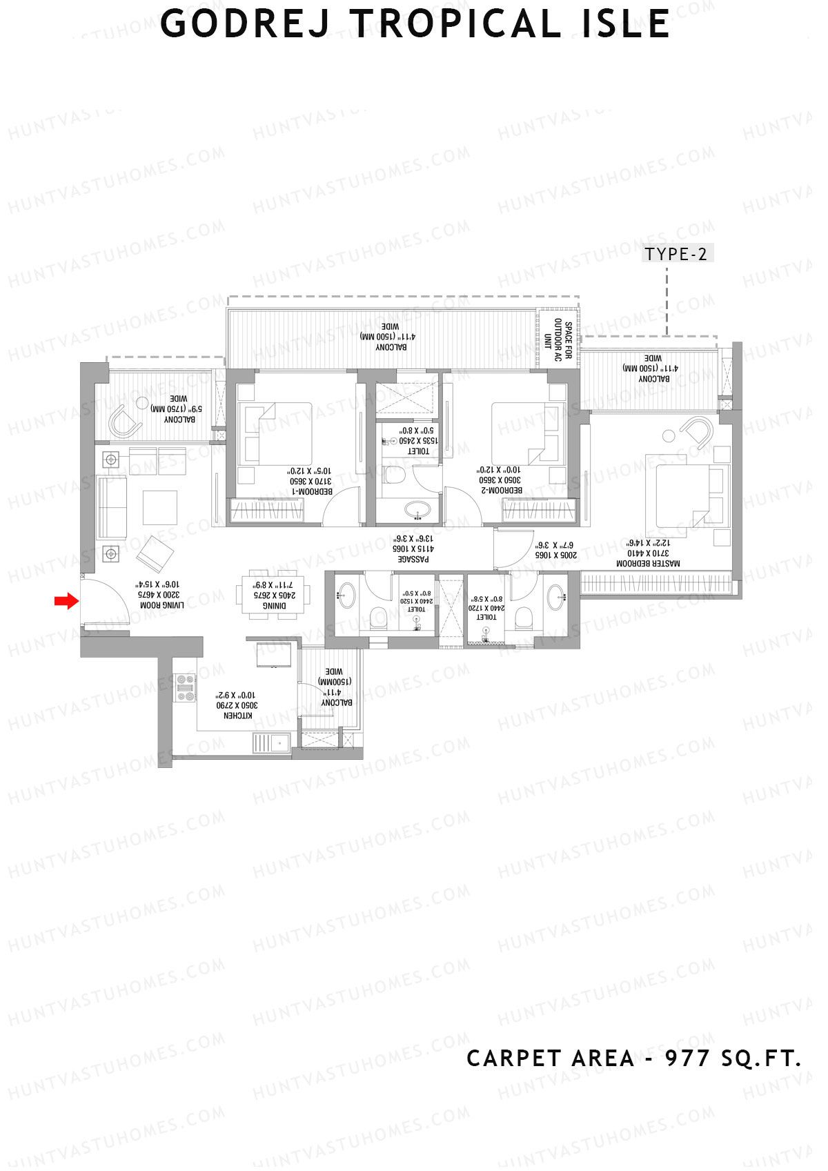 Godrej Tropical Isle Tower Alpinia Unit 2 (Type 1) Floor Plan