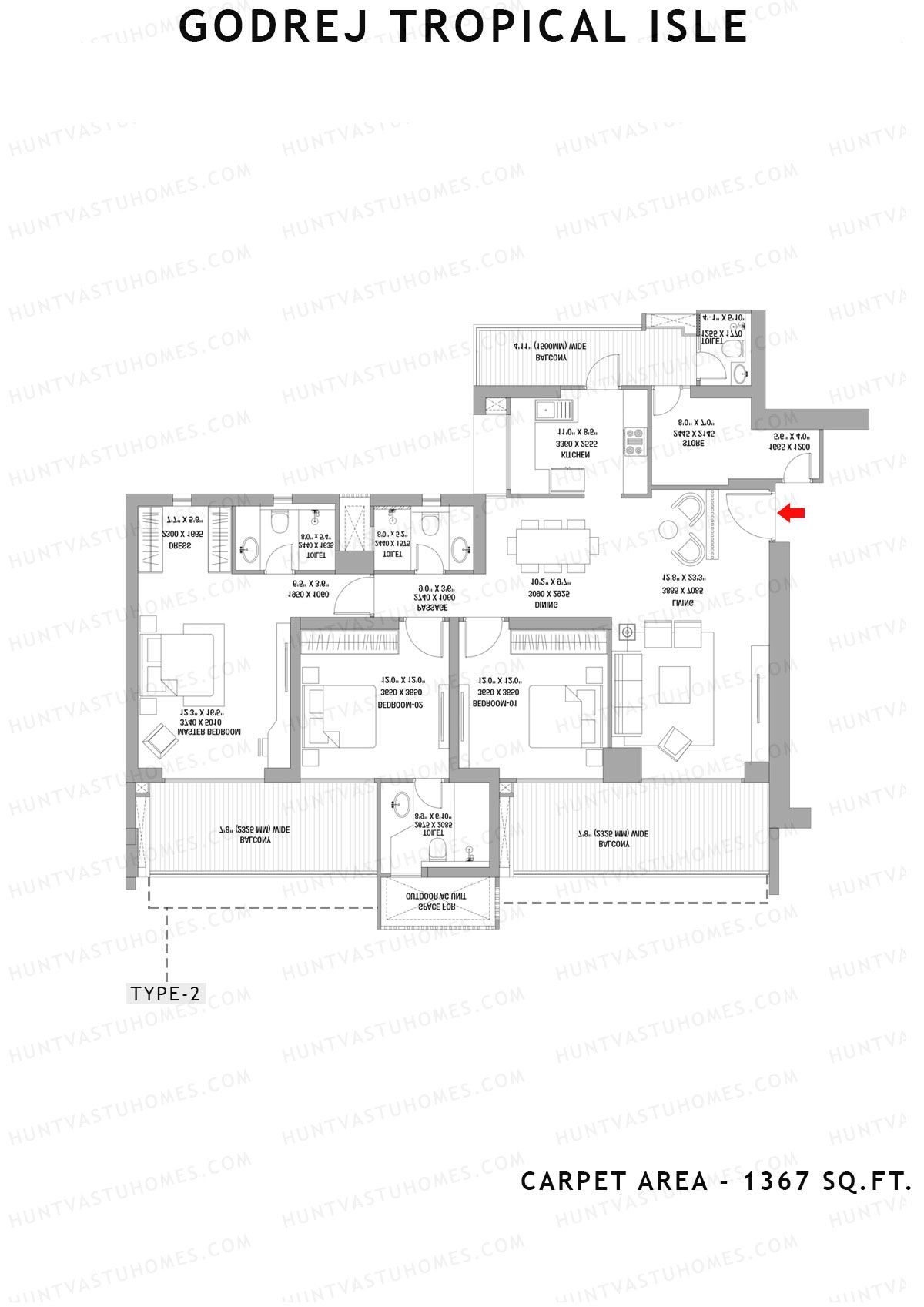 Godrej Tropical Isle Tower Alpinia Unit 4 (Type 1) Floor Plan
