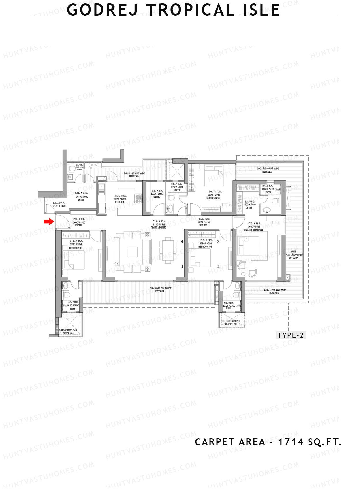 Godrej Tropical Isle Tower Alpinia Unit 3 (Type 1) Floor Plan