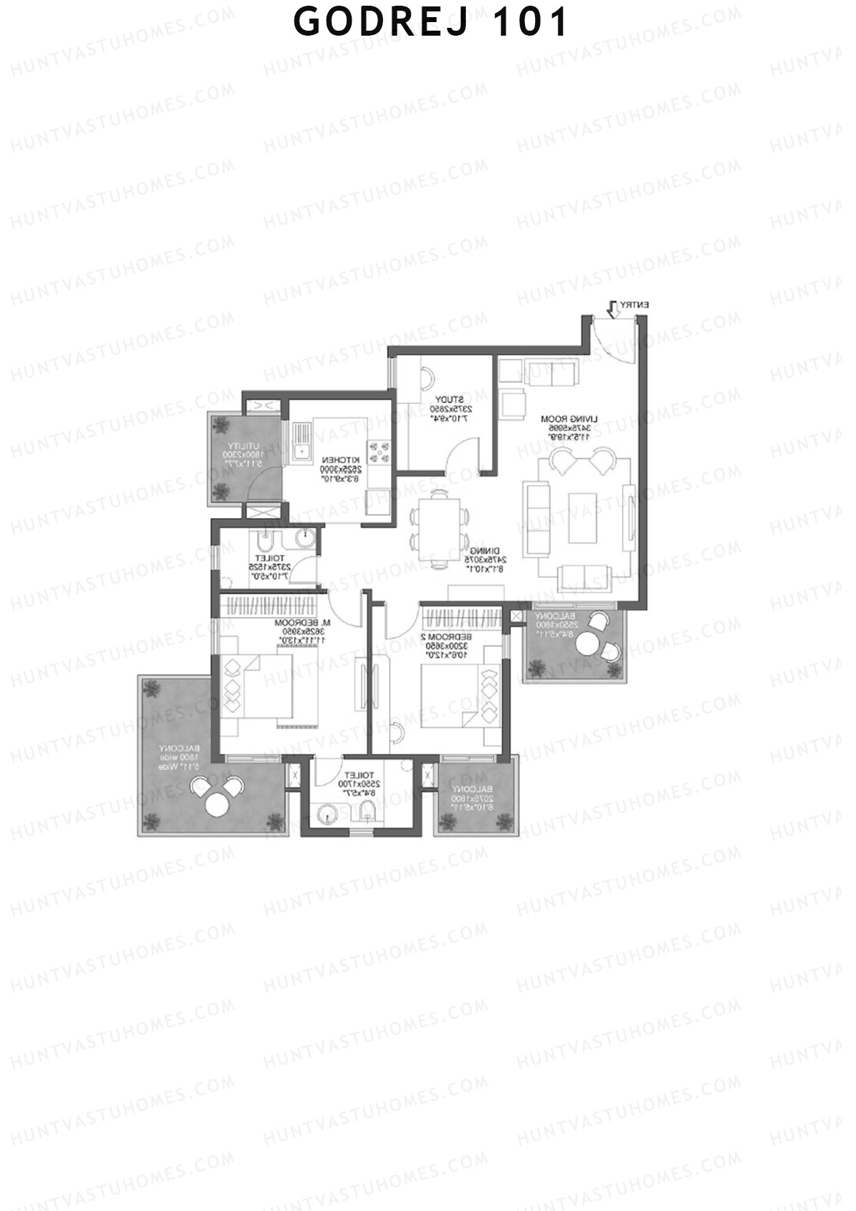 Godrej 101 Tower A Unit 4 (Type 1) Floor Plan